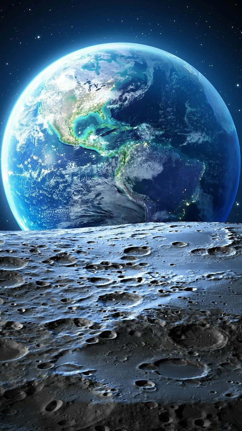 Blue iPhone Xr Earth Moon Wallpaper