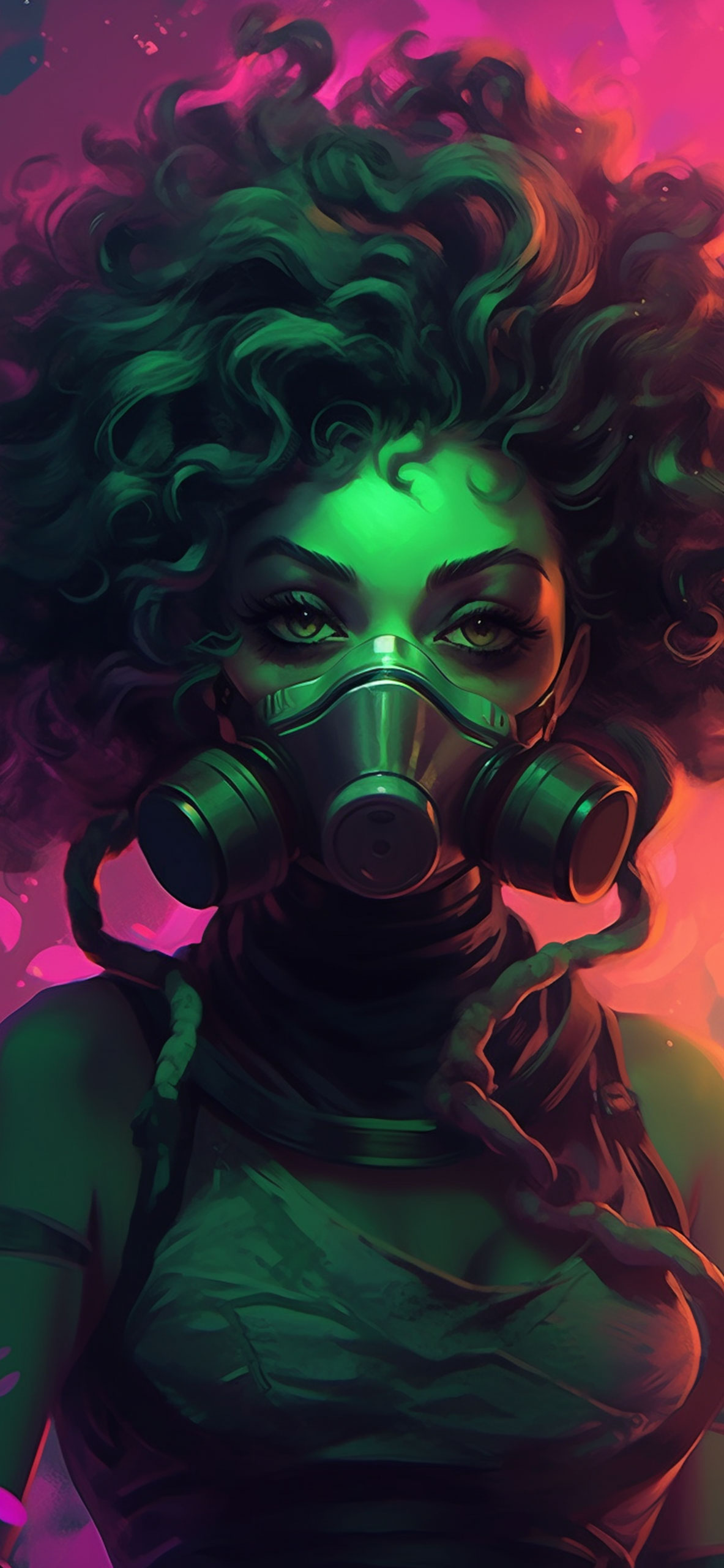 Girl in a Gas Mask Art Wallpaper