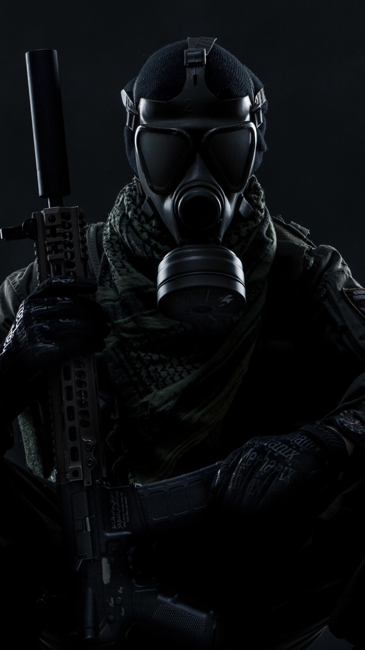 wallpaper: Weapon, Gas Mask, Soldier