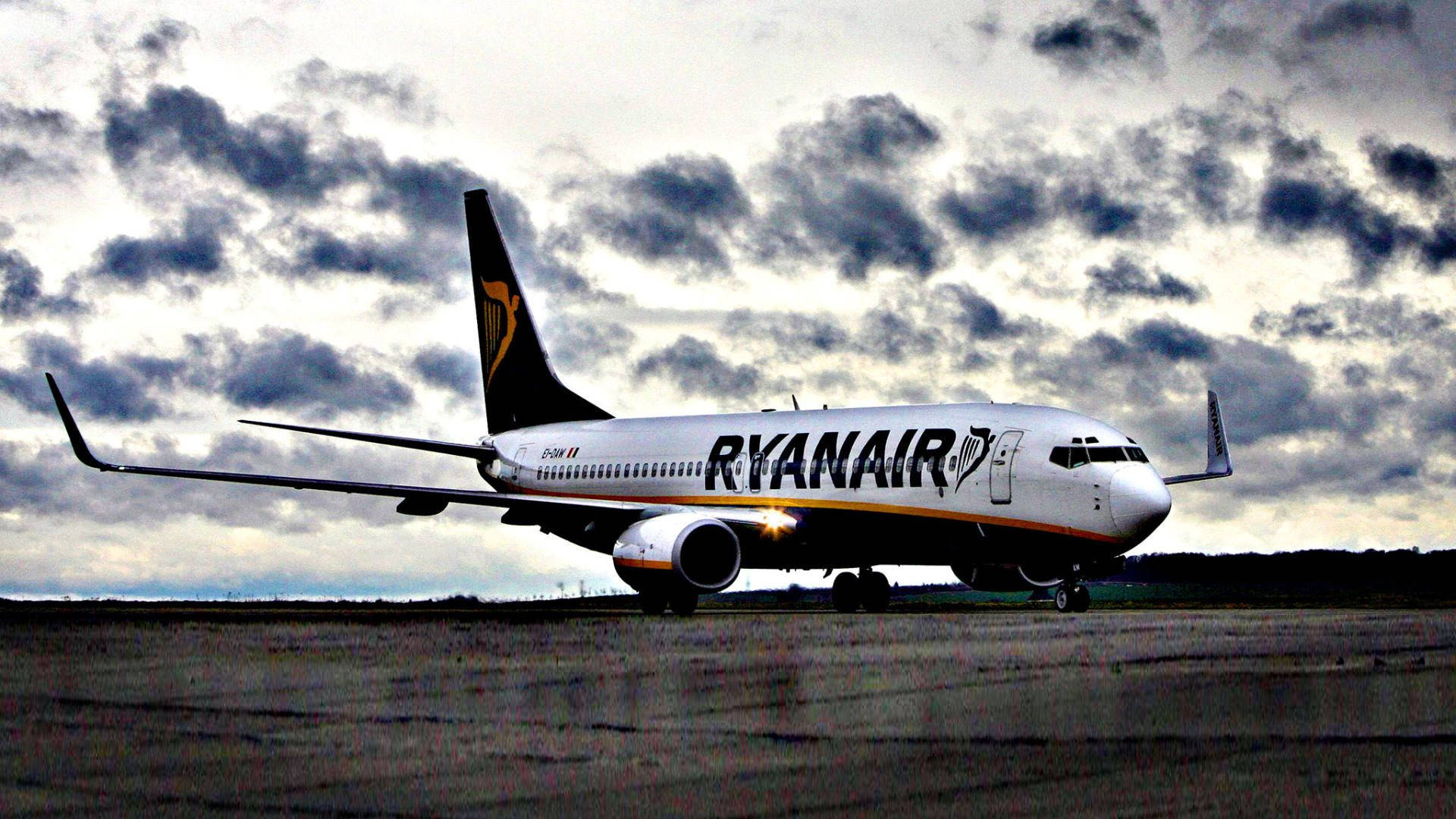 Ryanair Aircraft Under Stormy Skies
