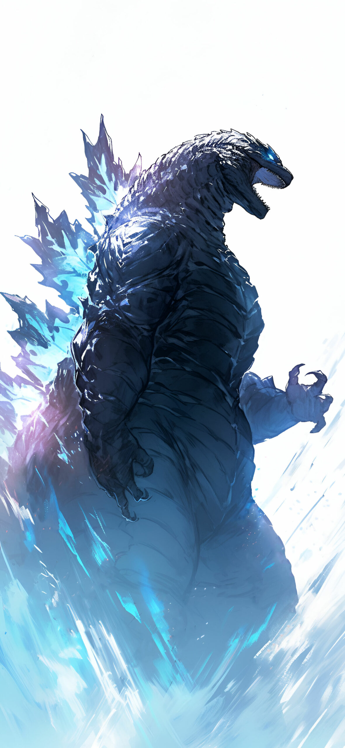 Ferocious Godzilla White Wallpaper