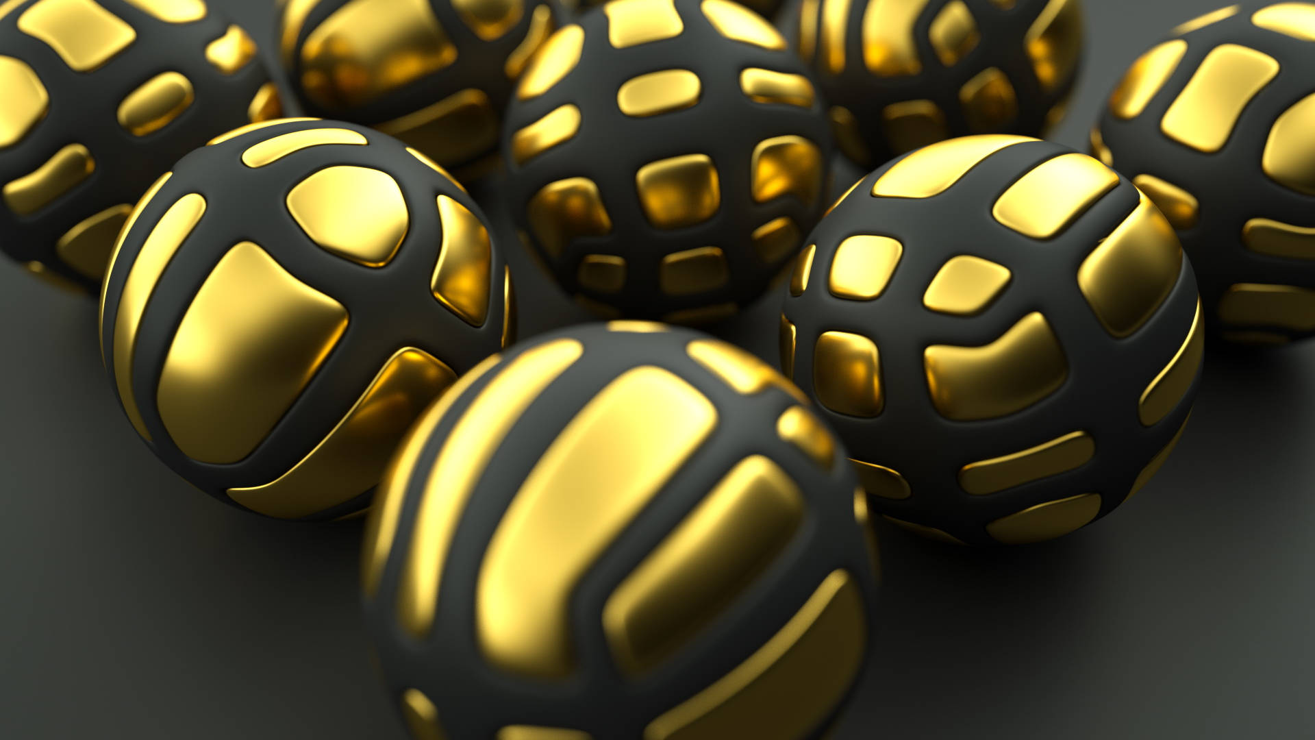Download Best 3D HD Black And Gold Spheres Wallpaper