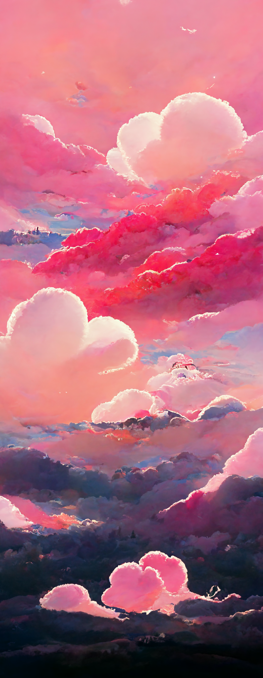 pink clouds anime wallpaper