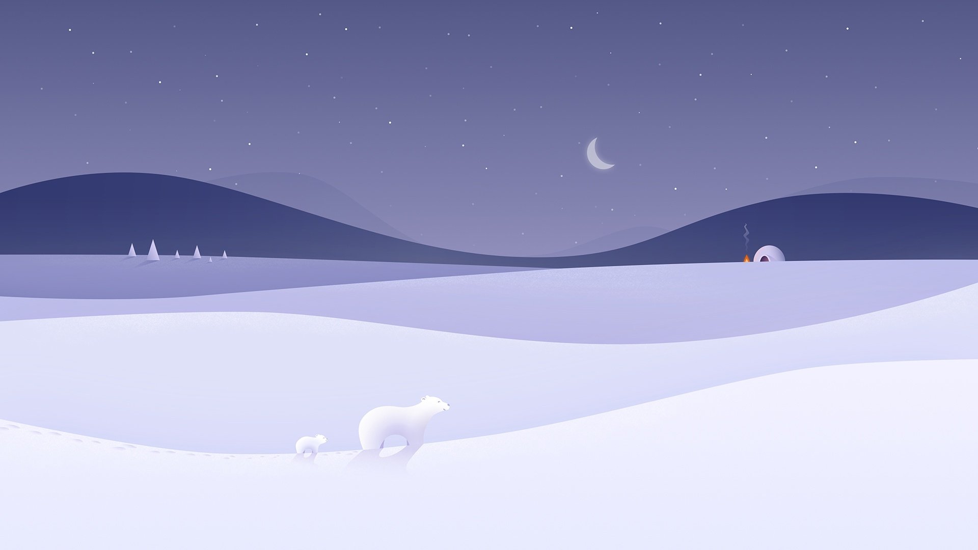 Download Minimalist Landscape Night Artistic Winter Winter Night HD Wallpaper