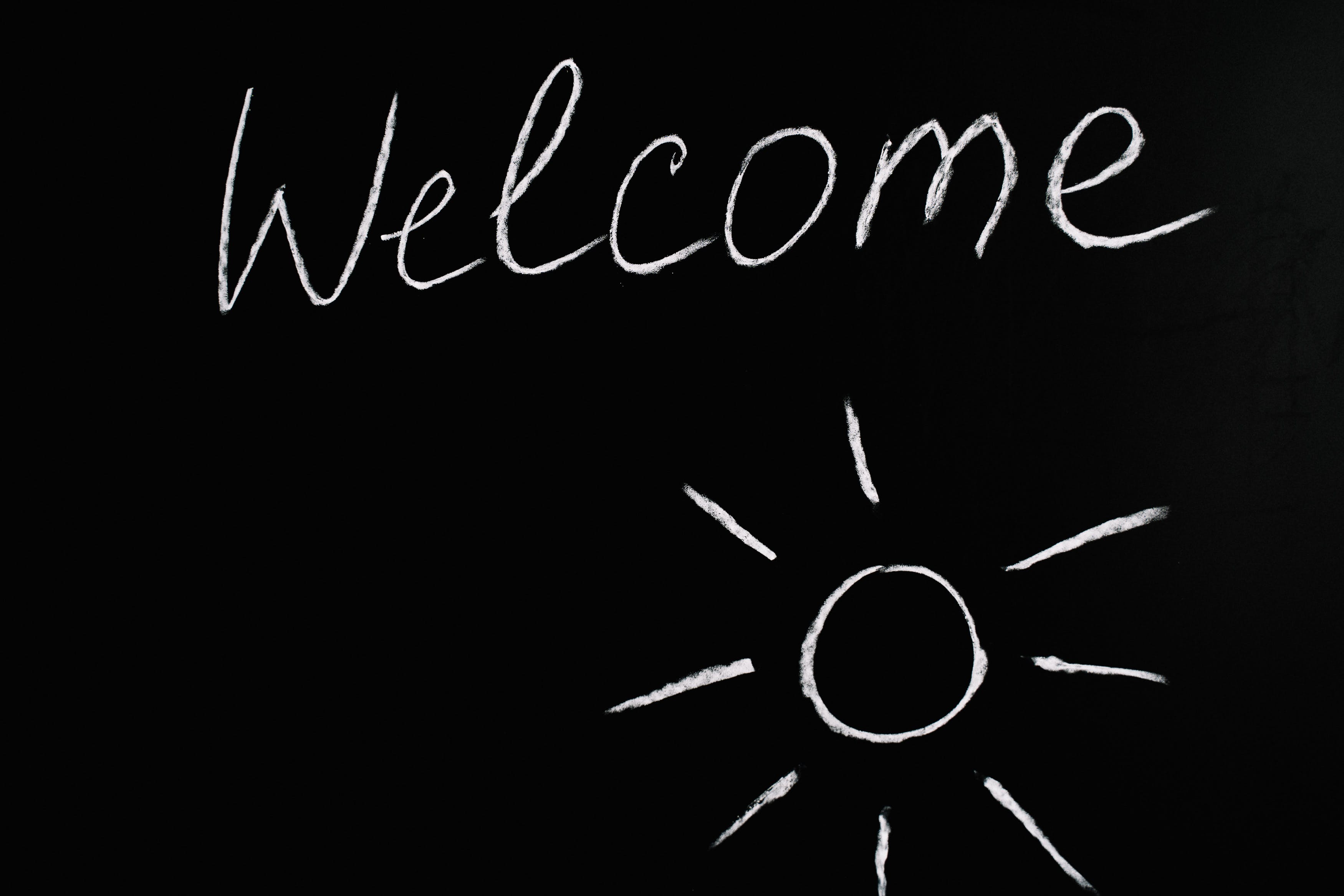 Welcome Lettering Text on Black