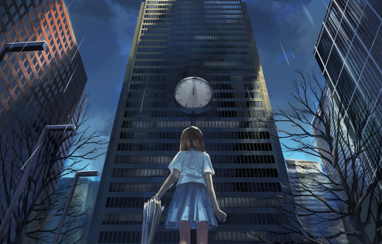 Anime Building Clock Tower Wallpaper