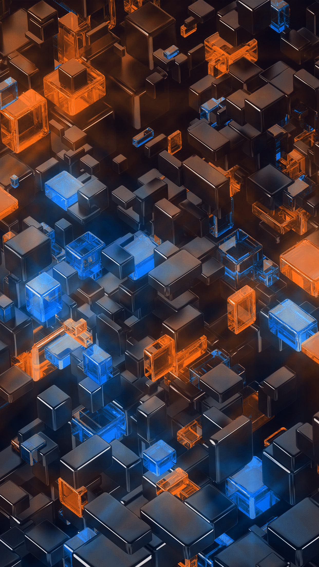 Digital Art Blue Orange 3D Pattern