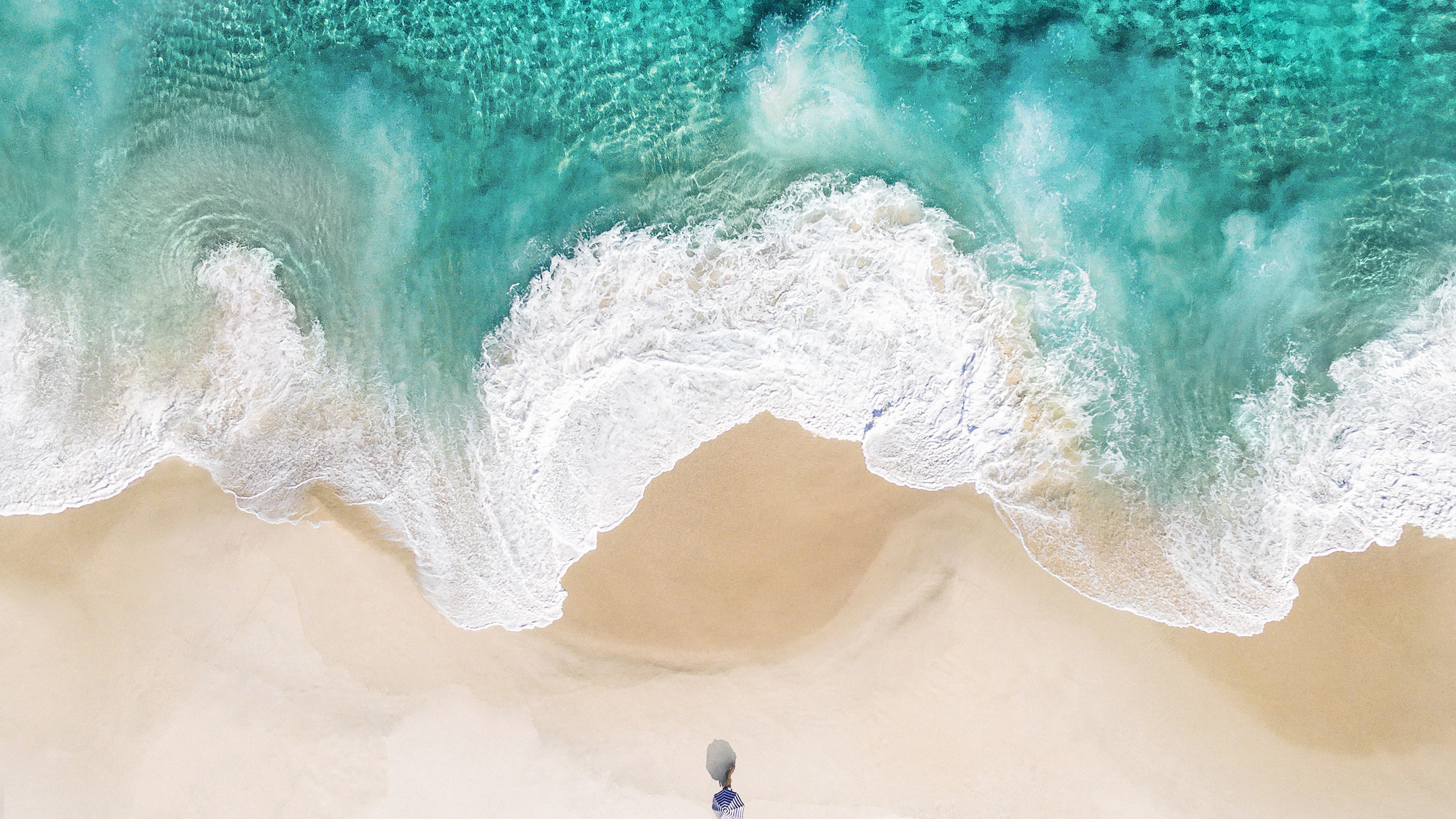 Beach Wallpaper 4K, iOS 10, Aerial view