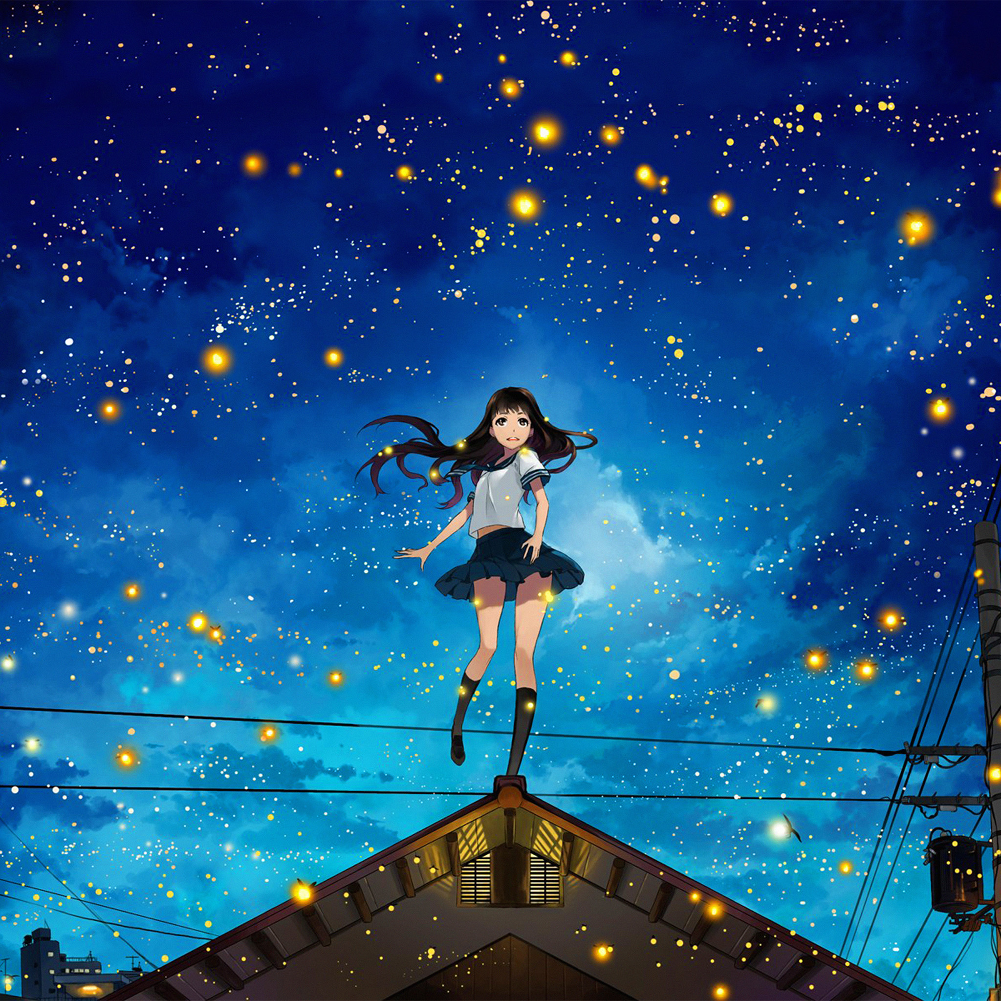 Girl Anime Star Space Night