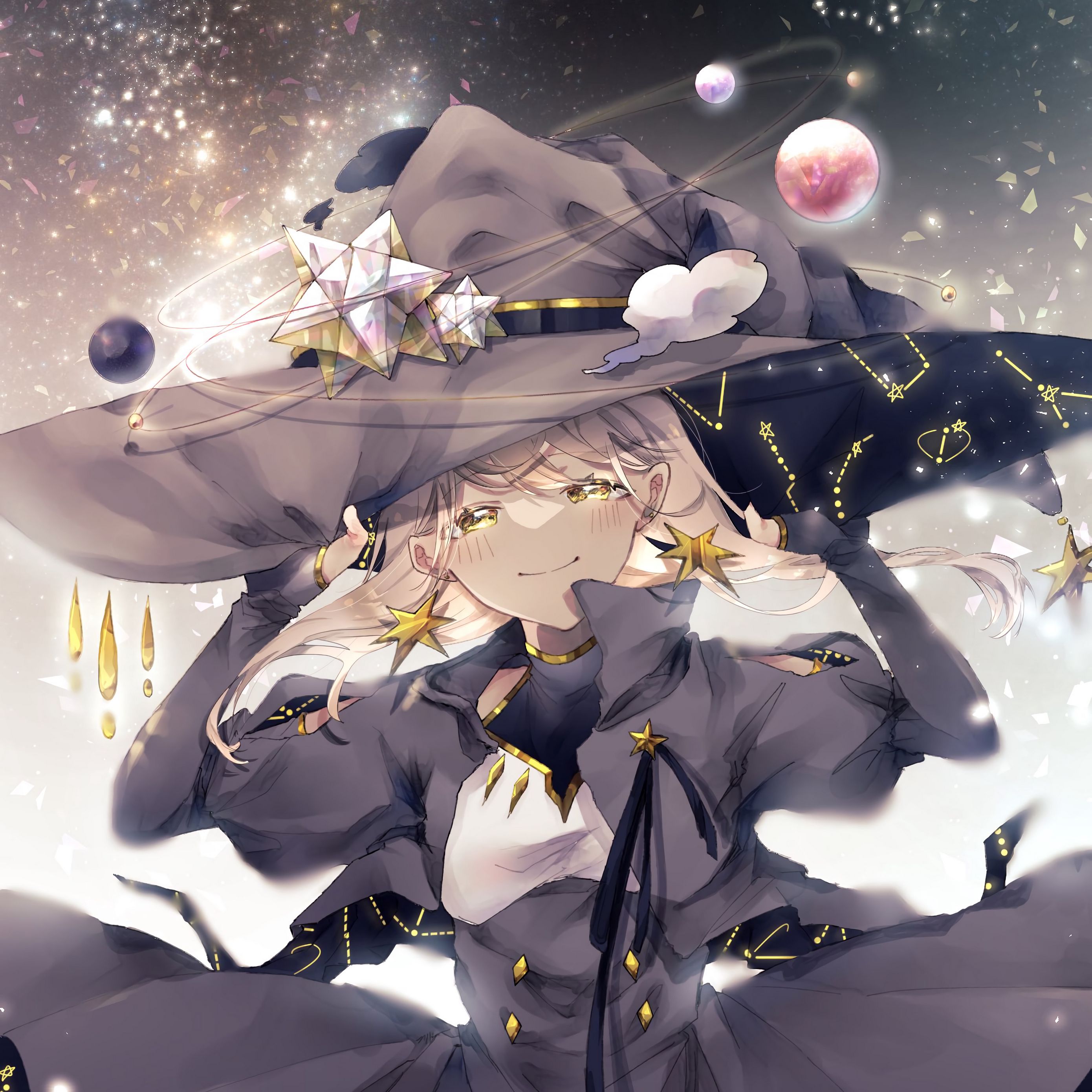 wallpaper 2780x2780 girl, witch, hat