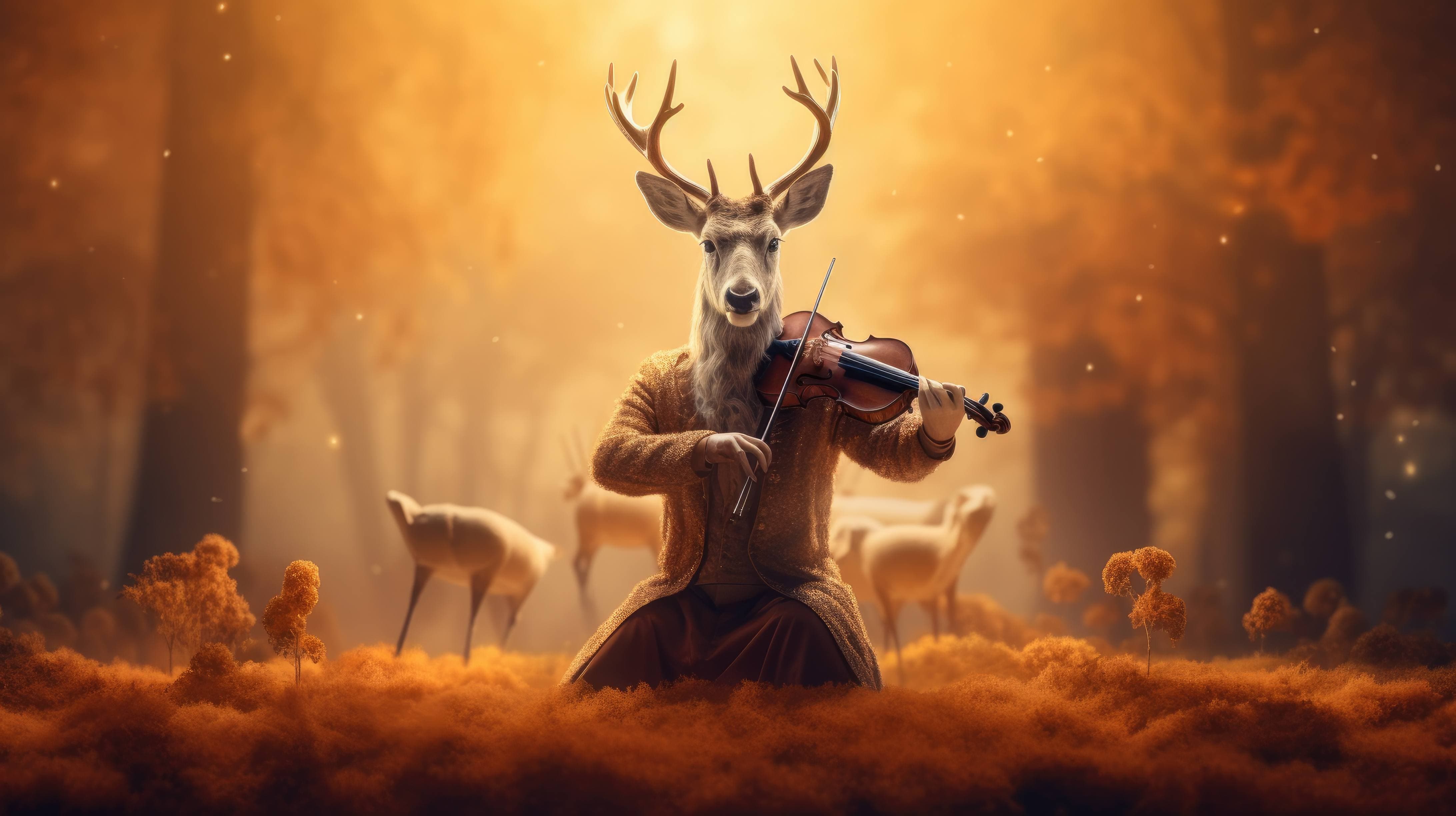 4K ultra HD wallpaper of a deer dressed