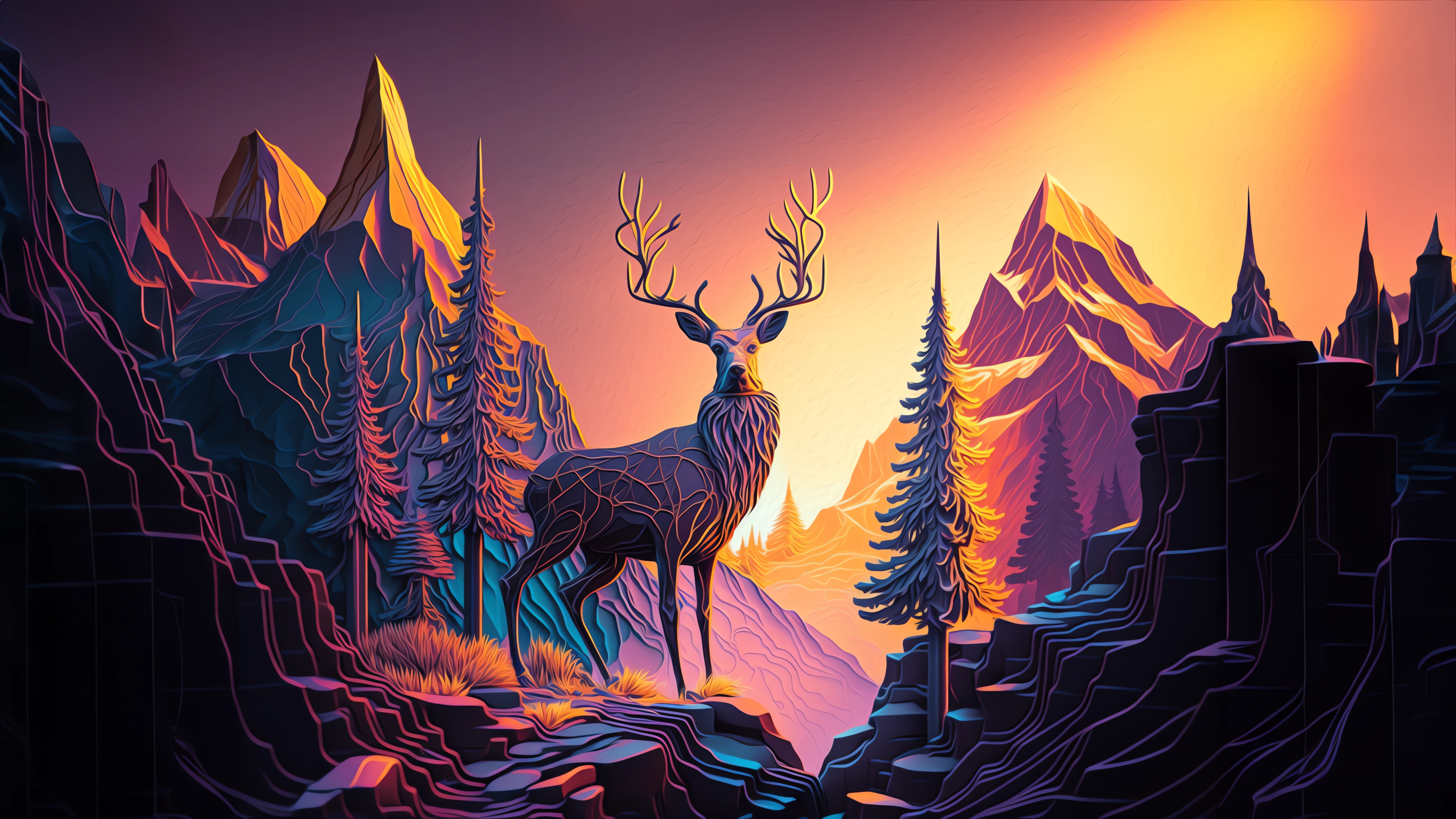 4K WALLPAPER DEER IN THE NATURE