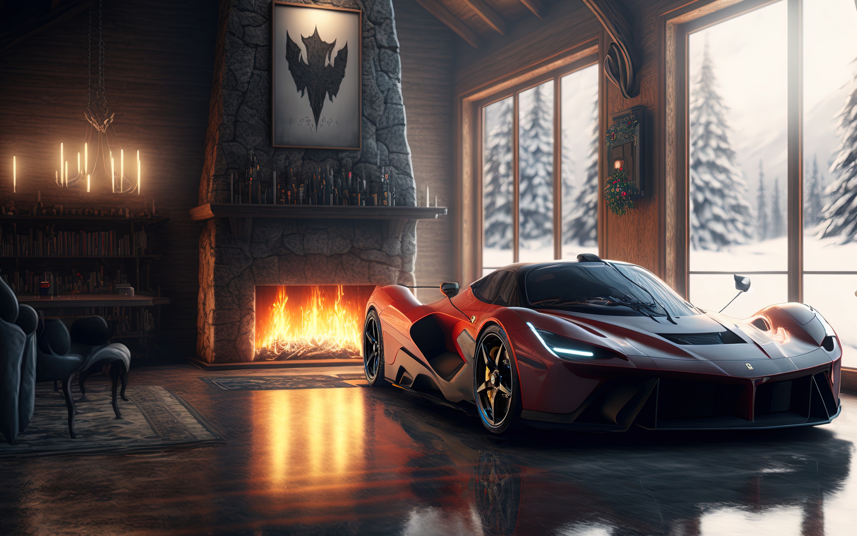 Ferrari Wallpaper 4K, Supercar, AI art