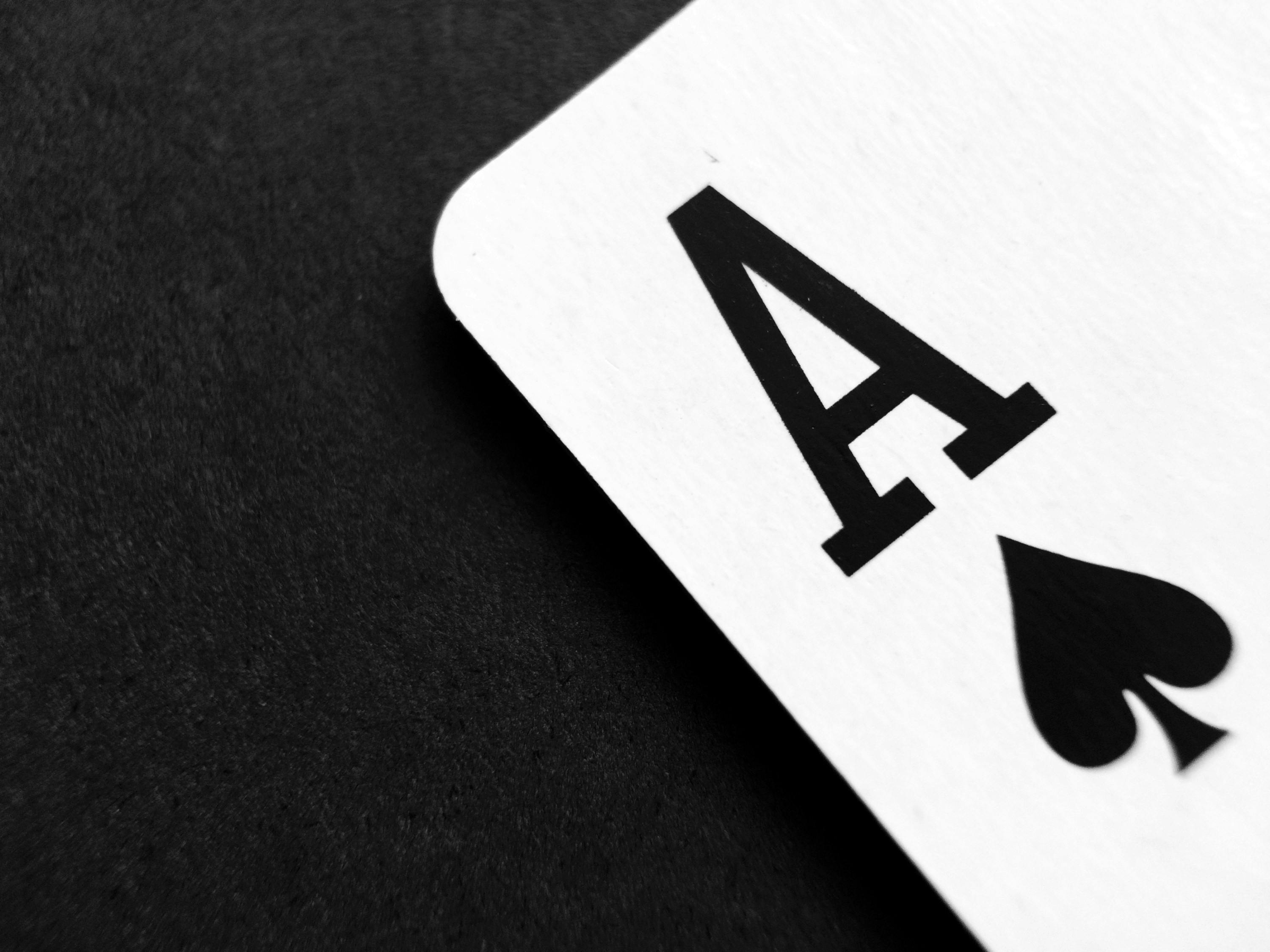 Ace of Spade Playing Card on Grey