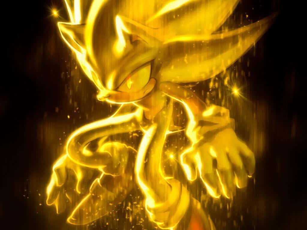 Download Sonic The Hedgehog In Gold With A Black Background Wallpaper