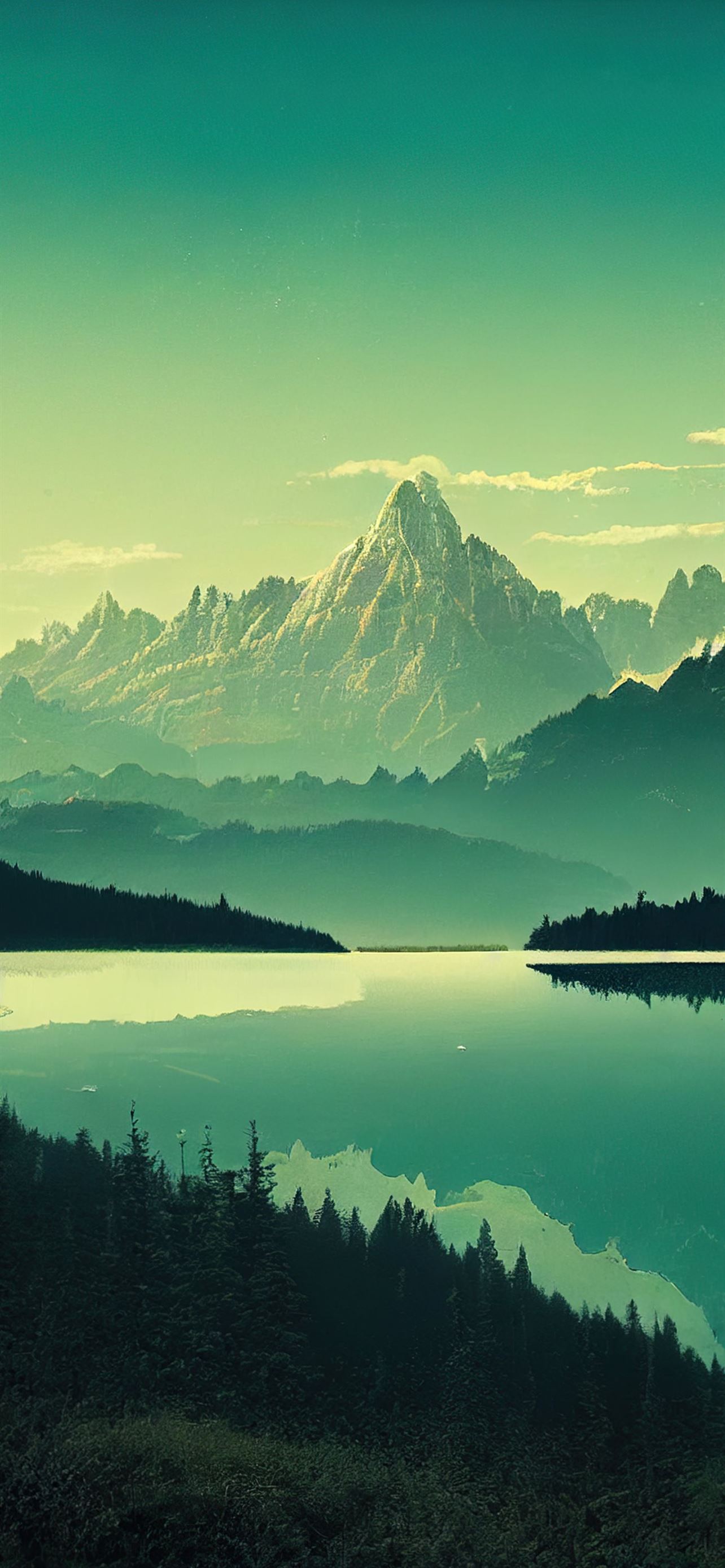 landscape reflection lake trees iPhone