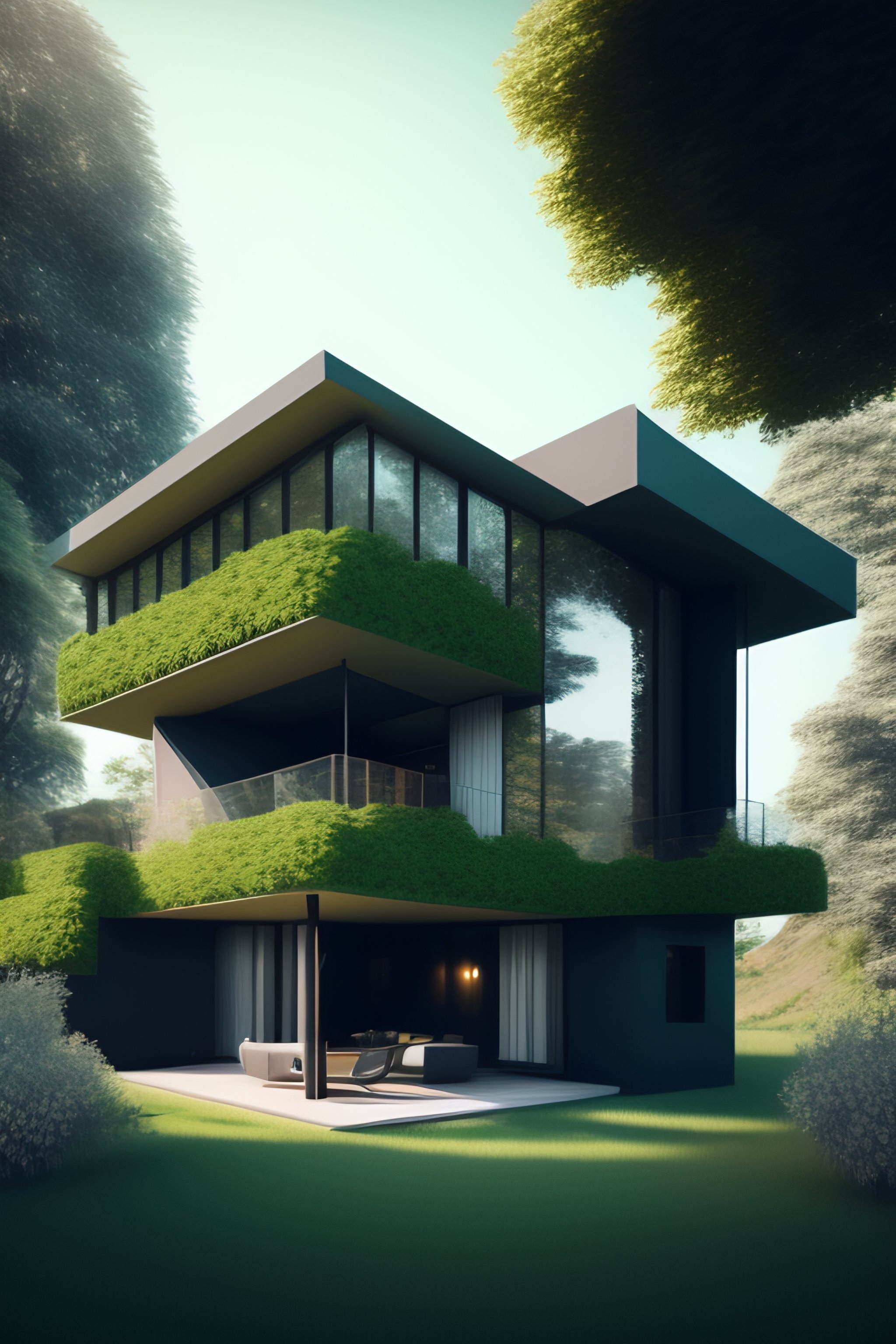 Surreal modern house, lots