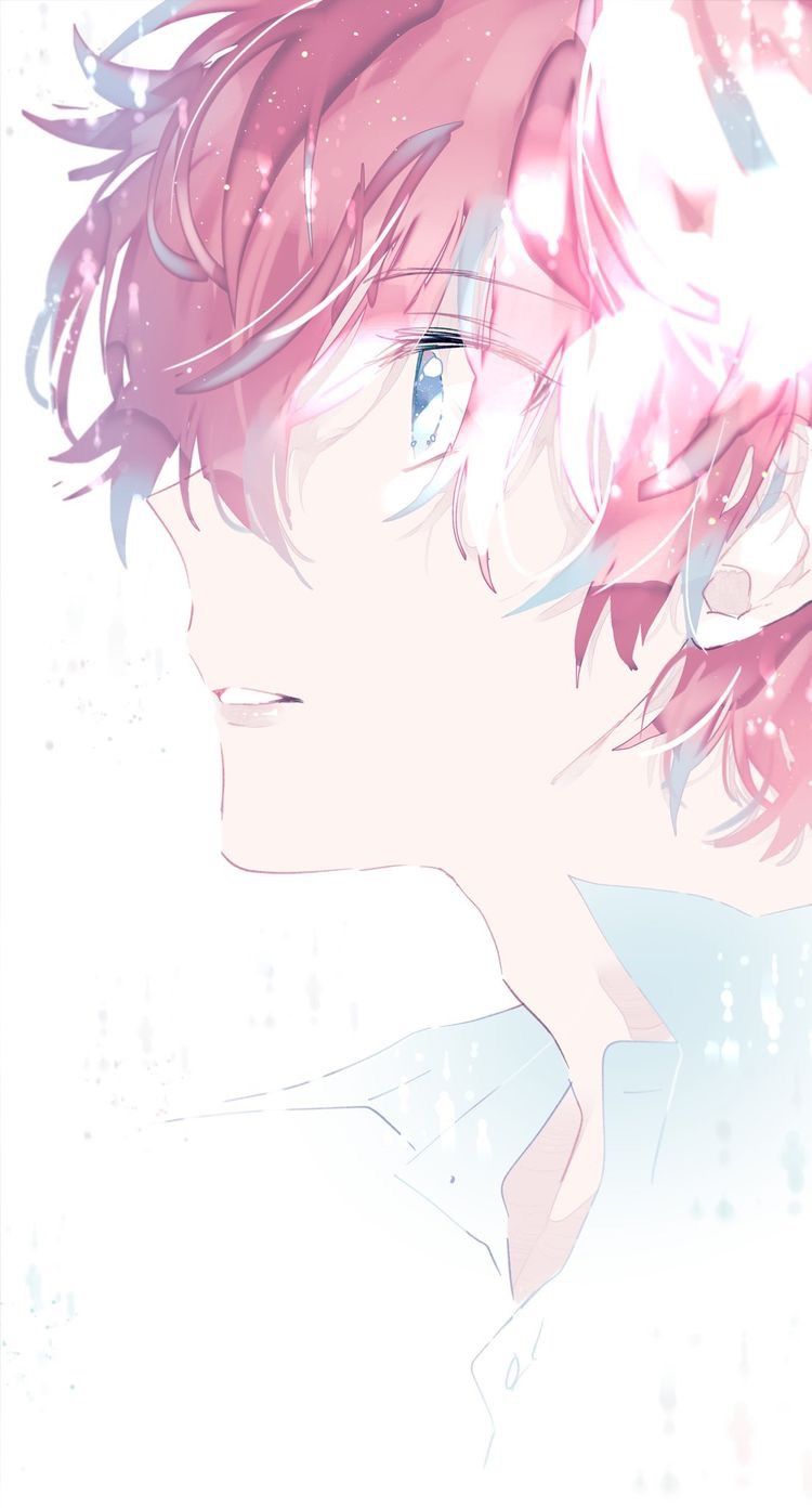 Pink hair blue eyes. Anime art
