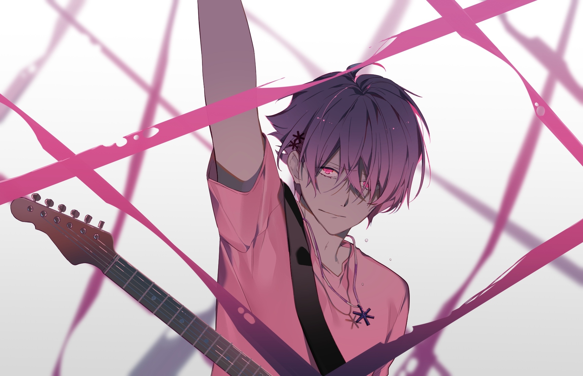 Wallpaper Shoujo, Anime Boy, Pink Eyes