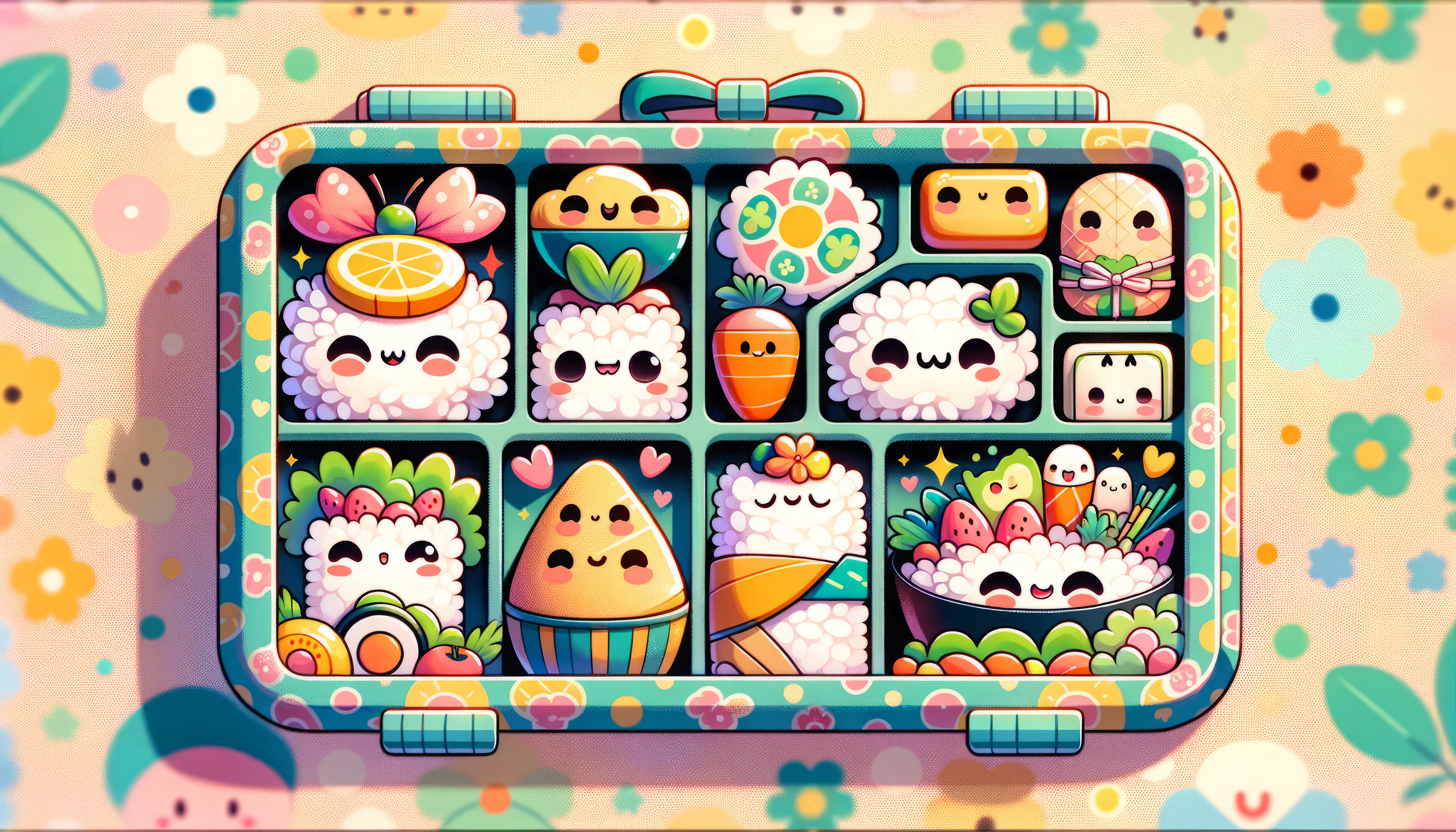 Cute Cartoon Bento Box HD Wallpaper