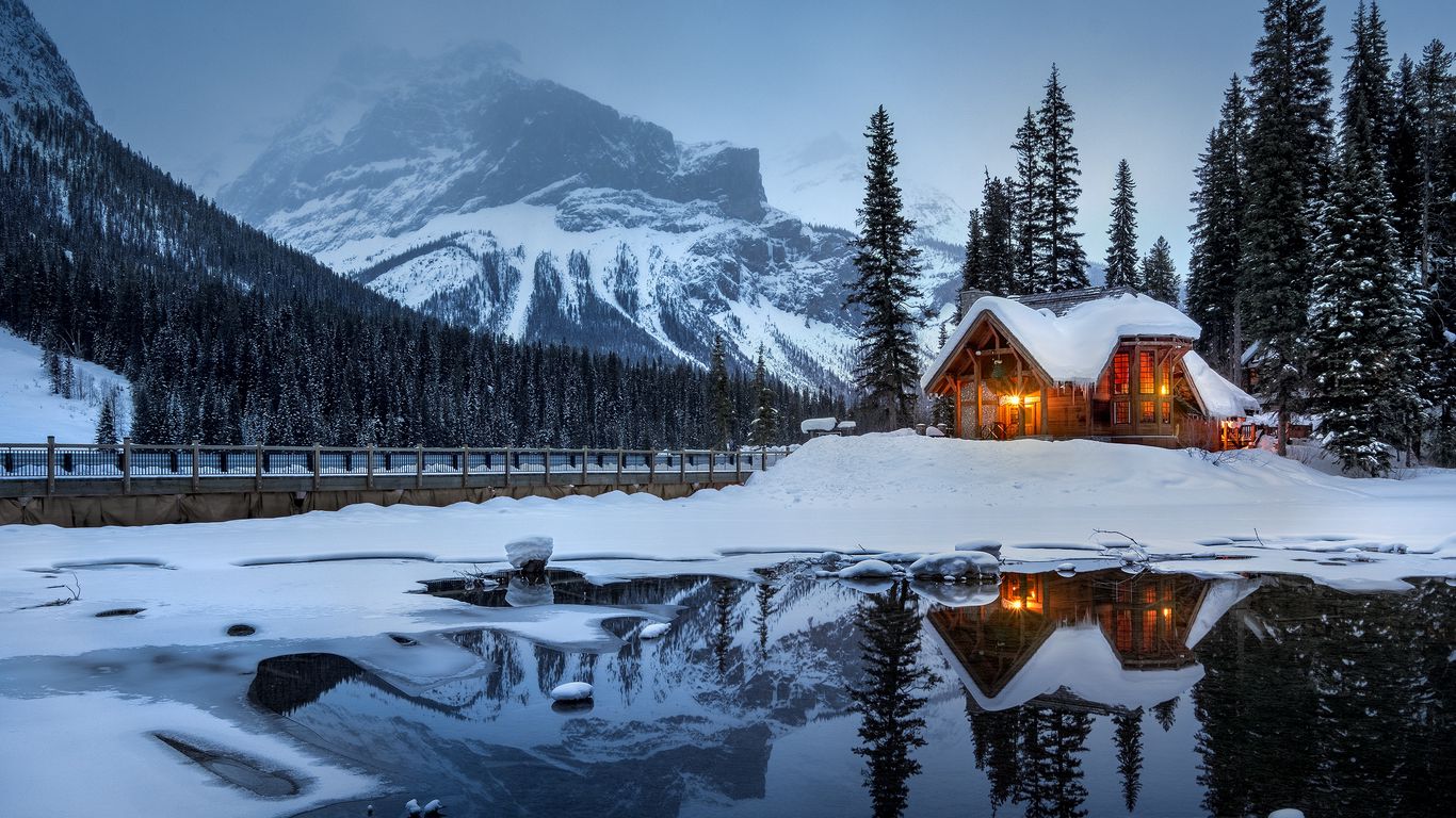 wallpaper 1366x768 house, mountains