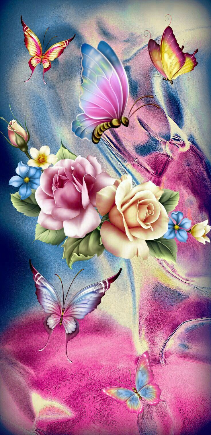 Flower iphone wallpaper, Butterfly