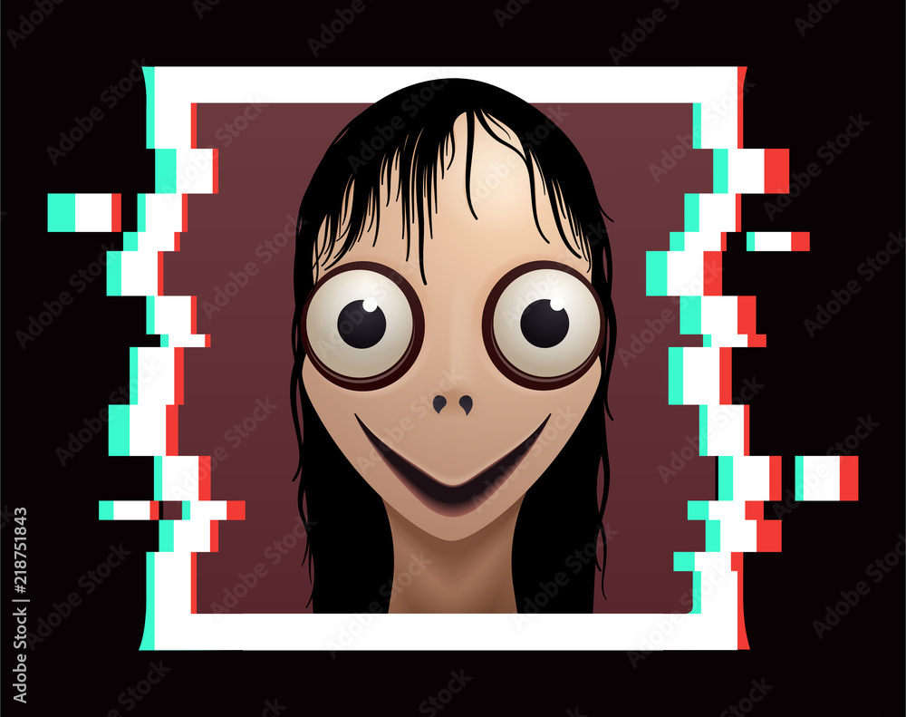 Scary Momo demon with big eyes and wide