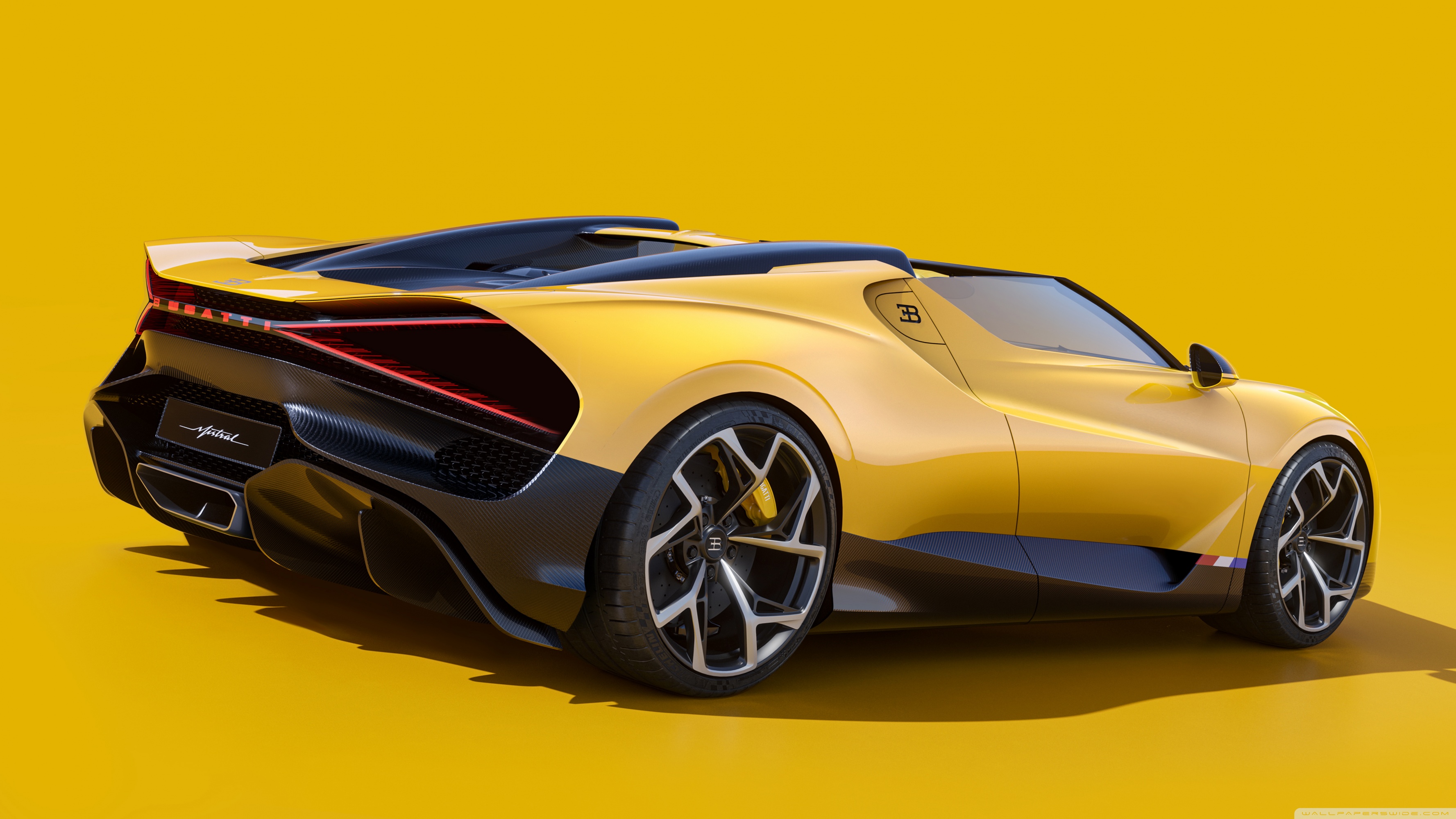 Yellow Bugatti W16 Mistral 2024 Rear