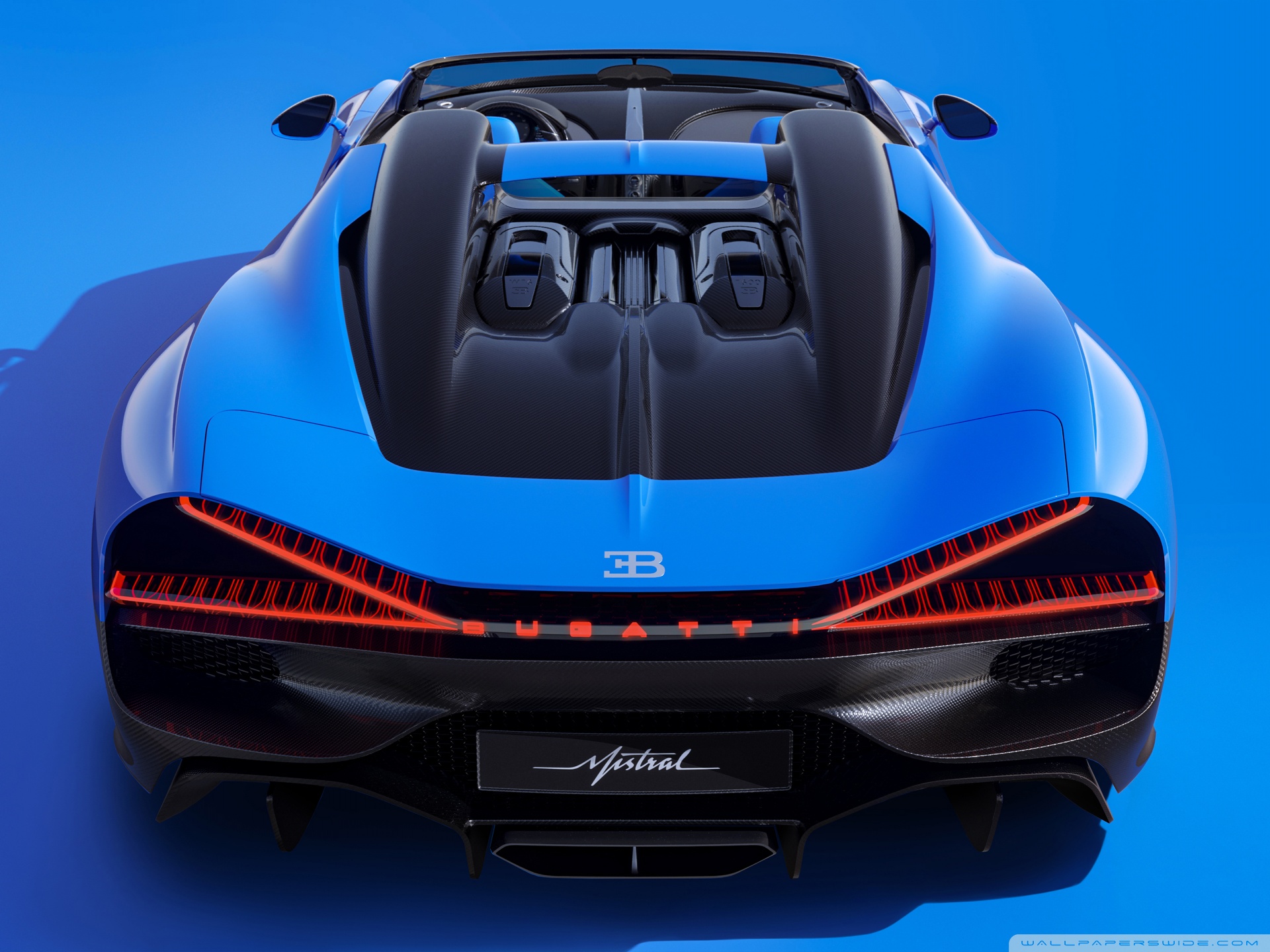 Blue Bugatti W16 Mistral 2024 Rear W16