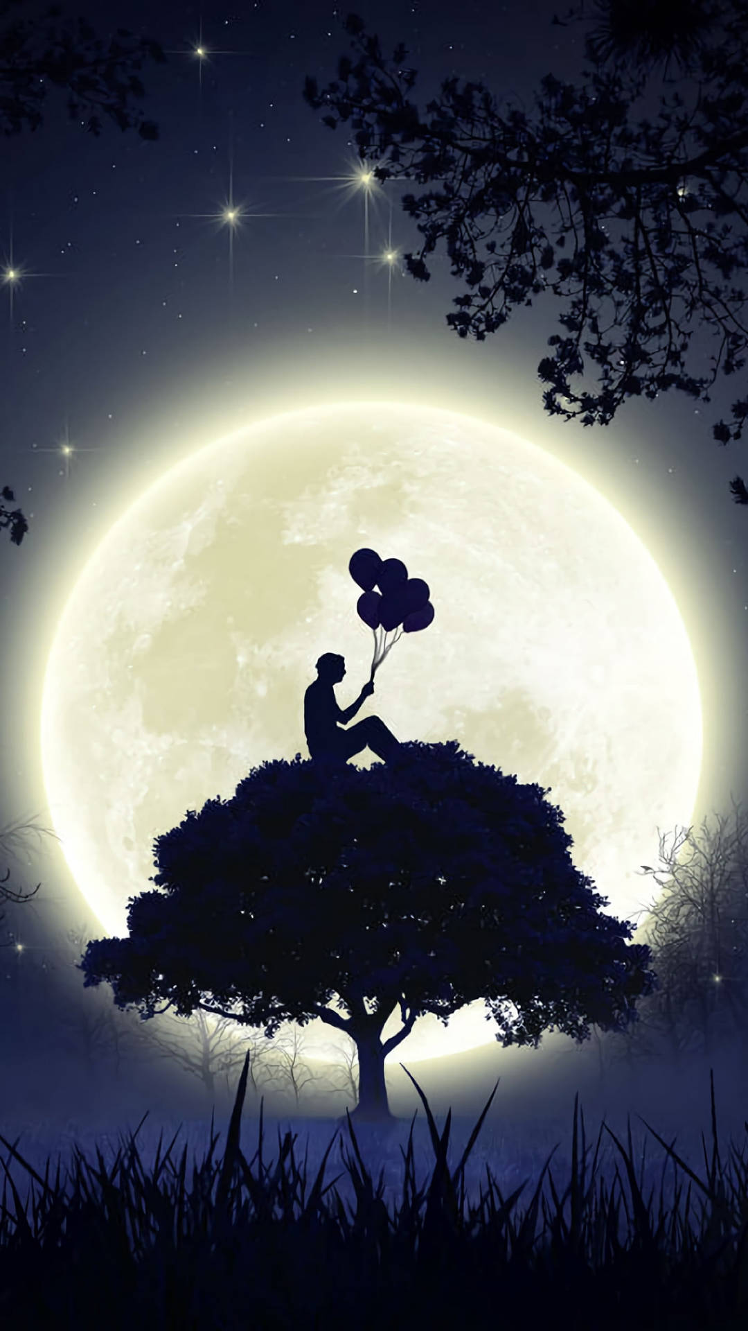 Boy Shadow On Top Tree Wallpaper