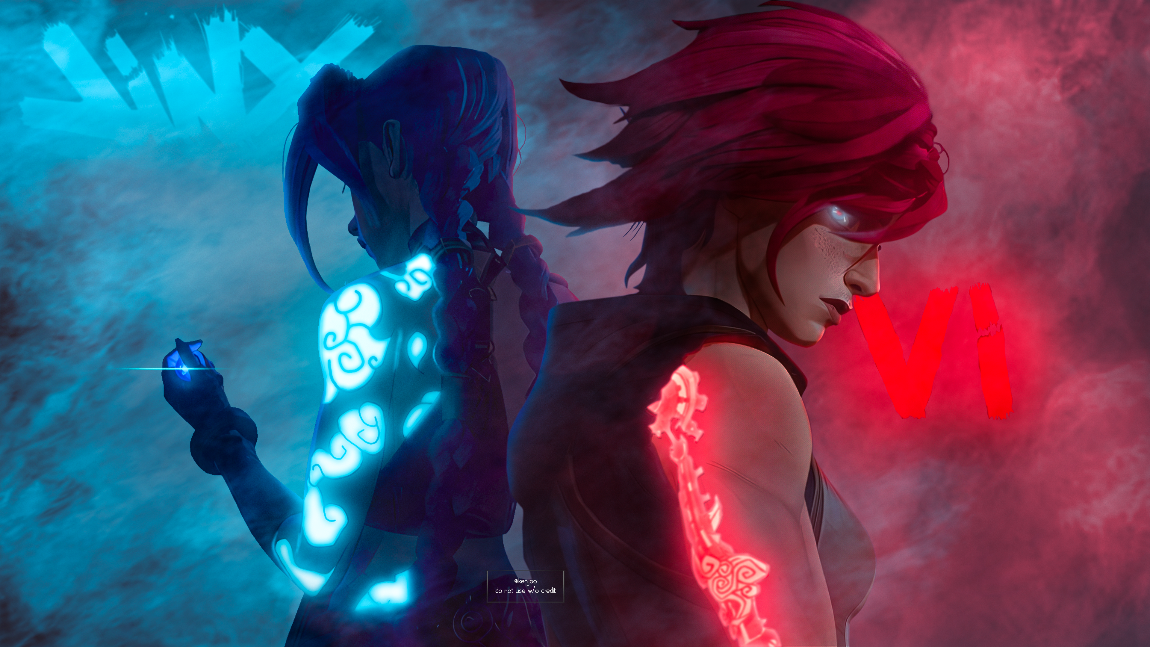 Jinx & Vi Tattoo Glow Combined