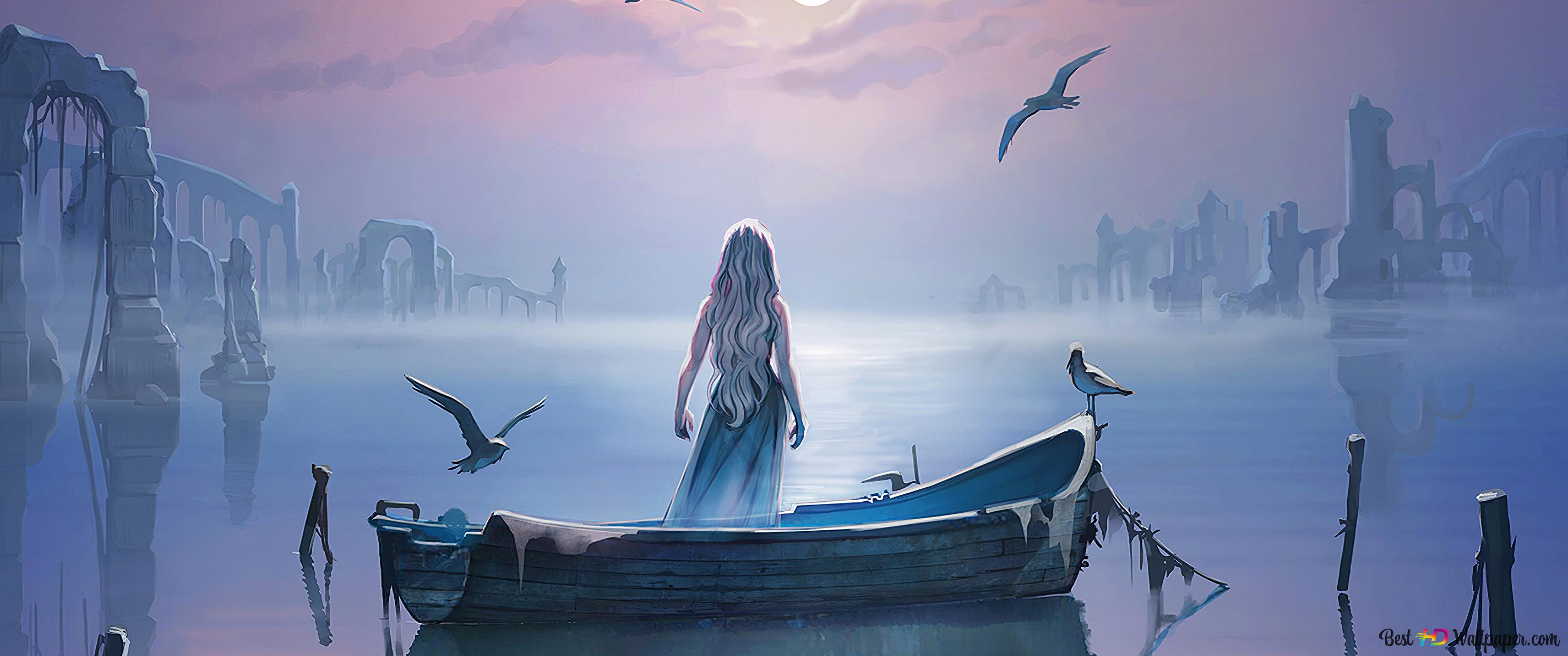 Valyria on a boat artwork 4K wallpaper