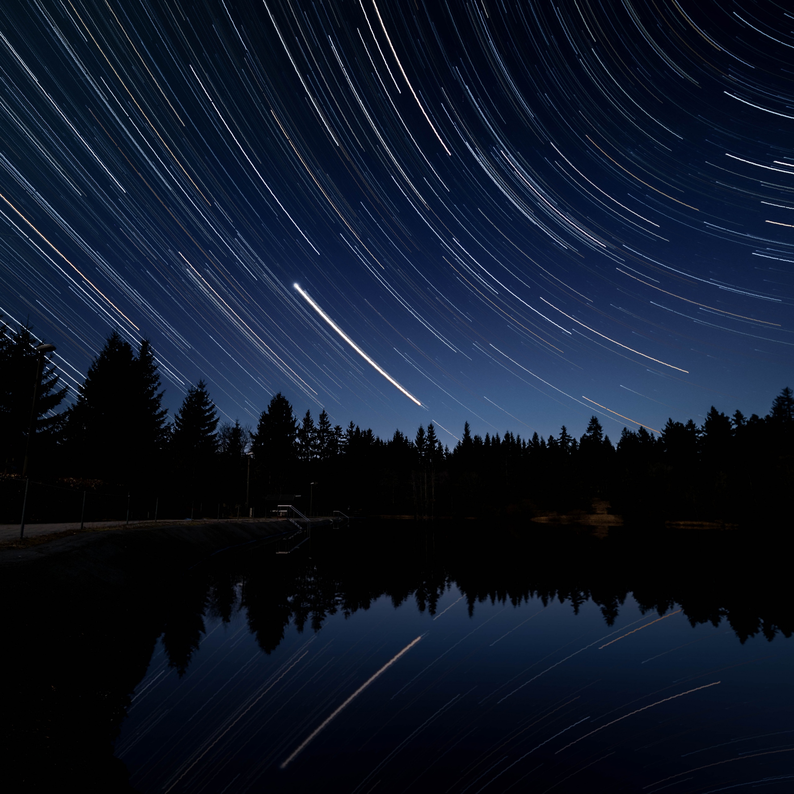 Star Trails Wallpaper 4K, Night sky