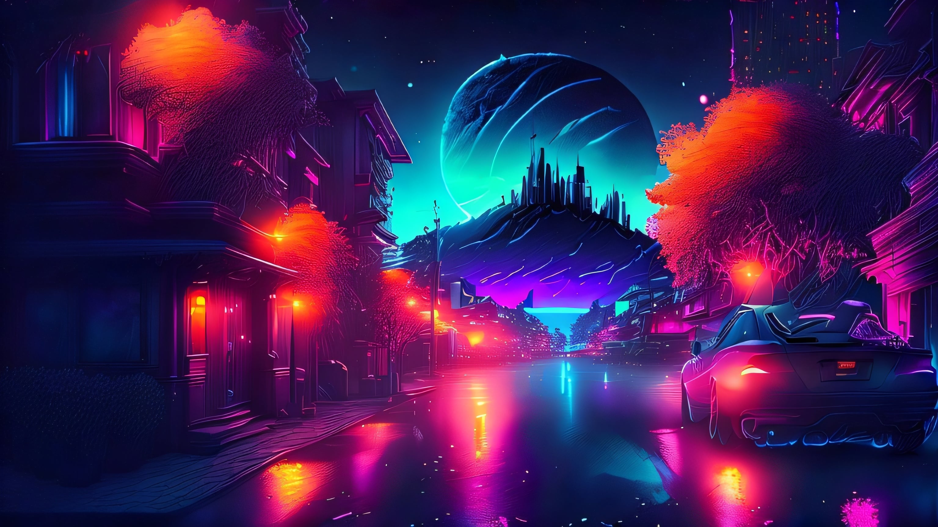 Neon night city [1920x1080] generated