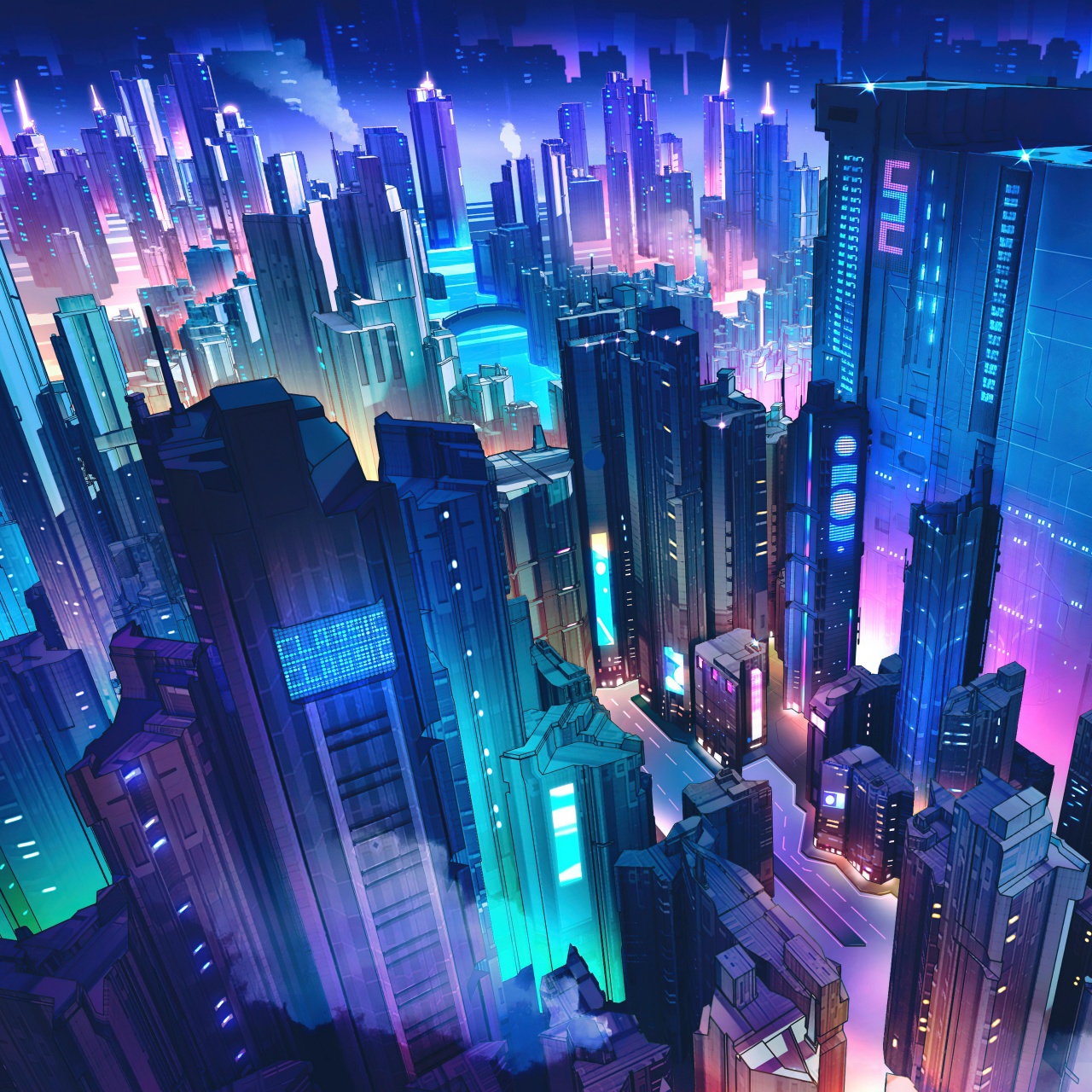 Neon city Wallpaper 4K, Futuristic city