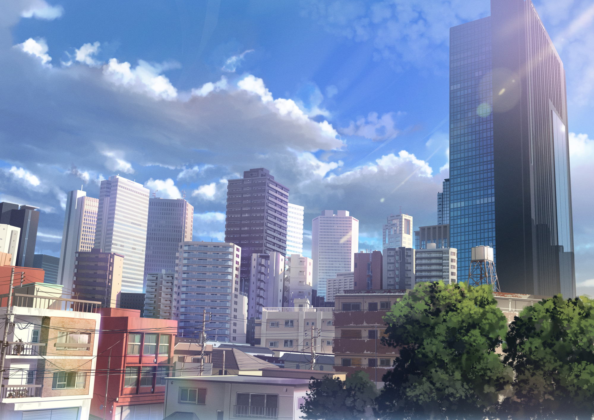 Anime City HD Wallpaper