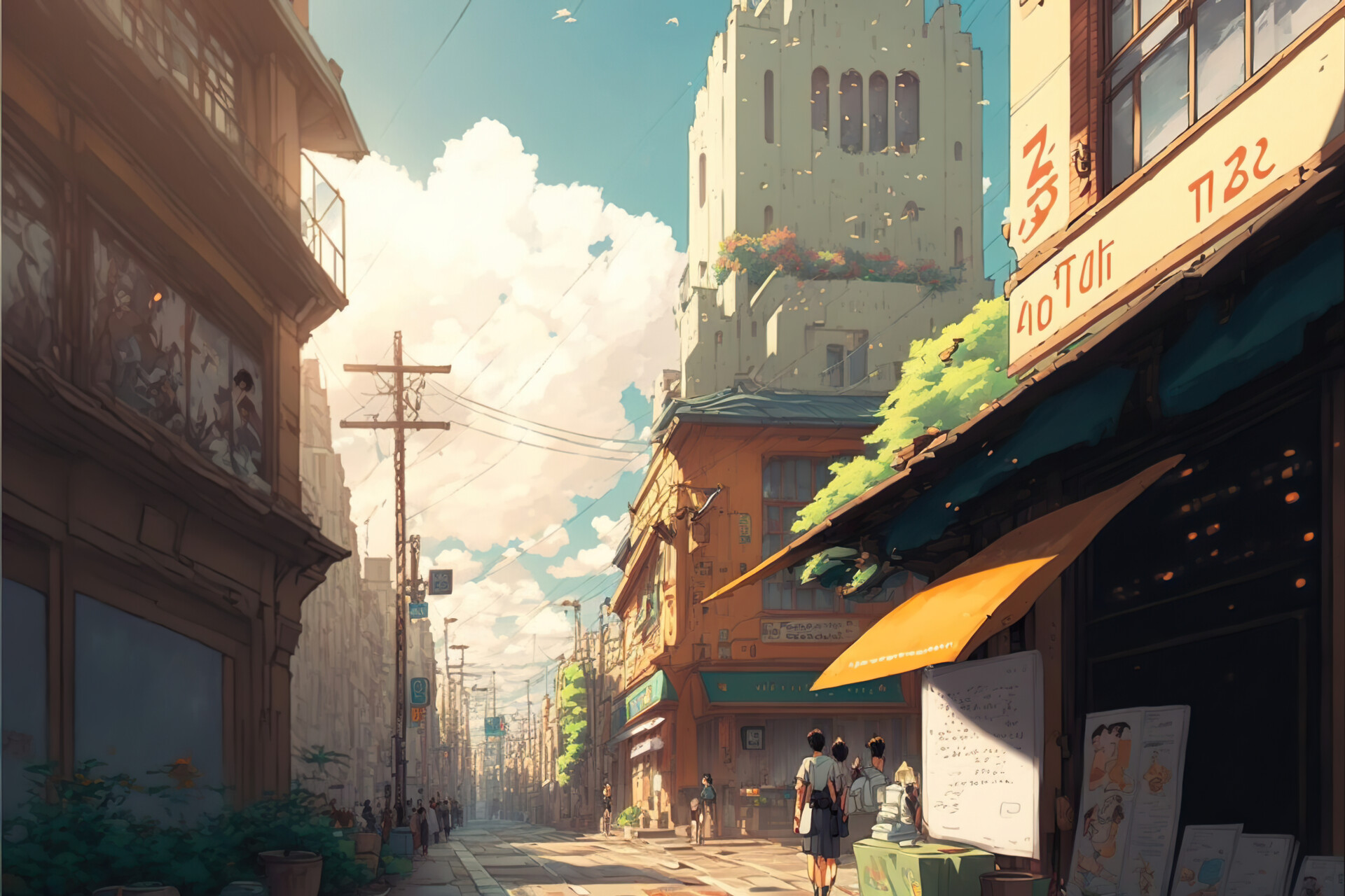 Some More Anime Day Night City Art