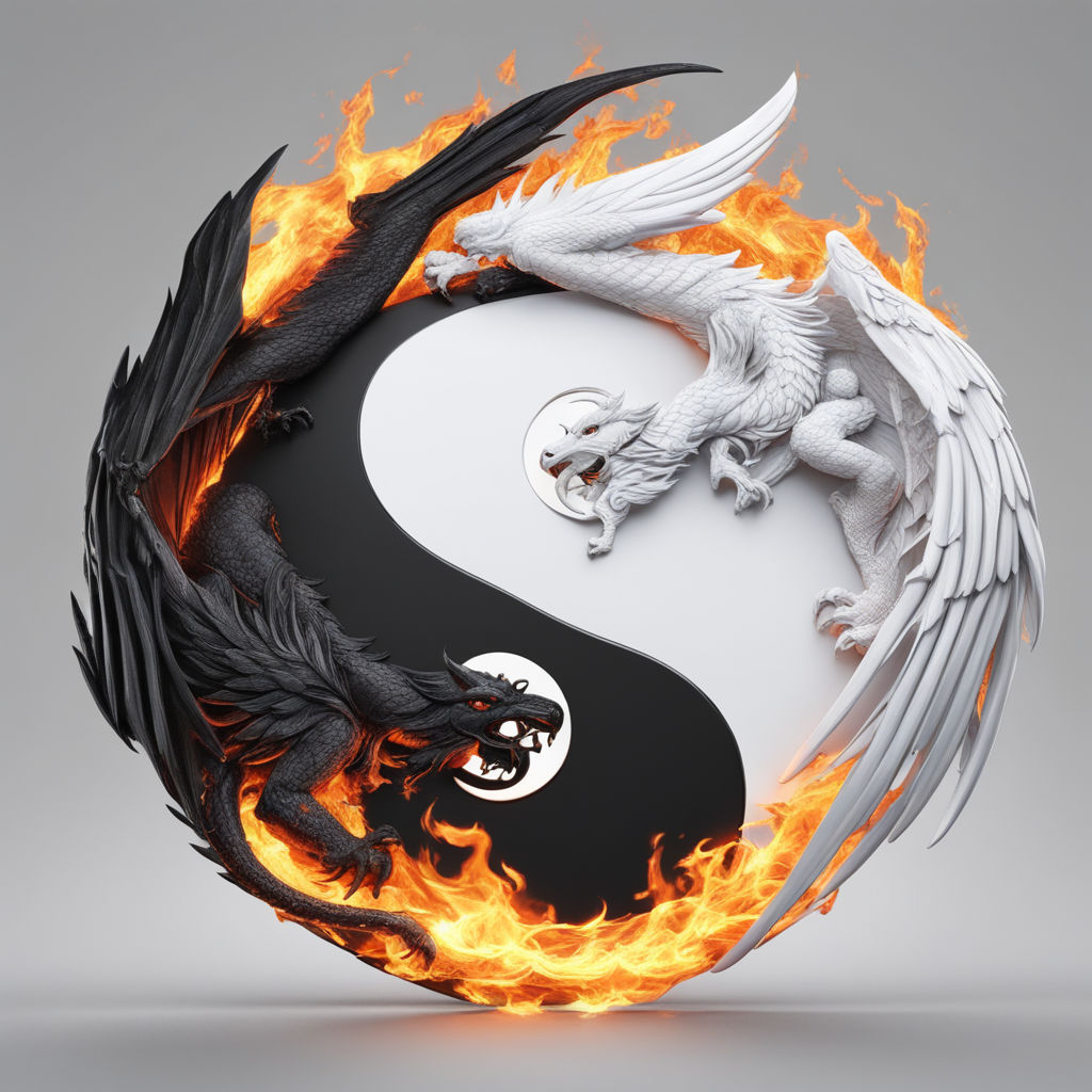 yin yang symbol made of a black dragon