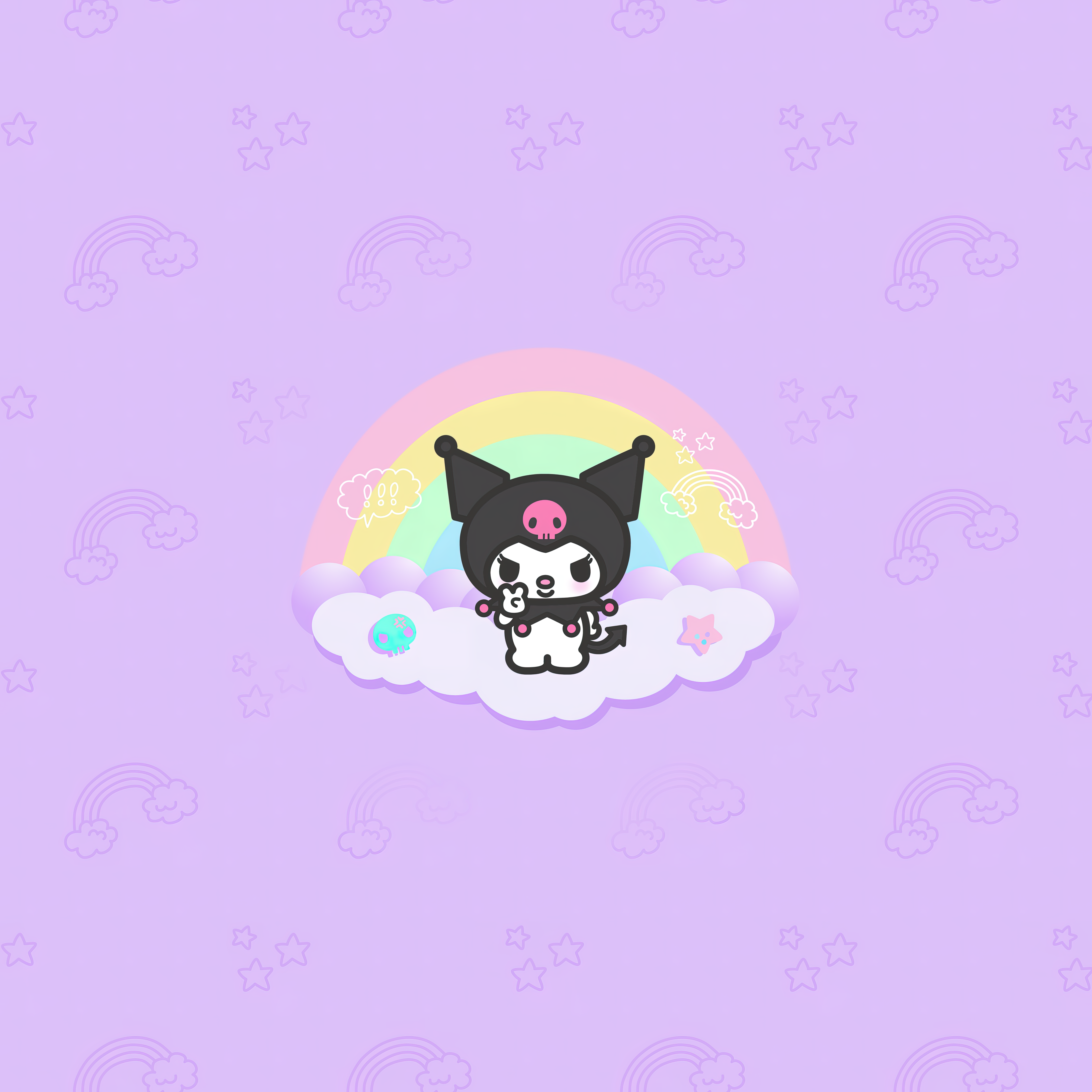Kuromi Wallpaper 4K, Hello Kitty, Black jester hat