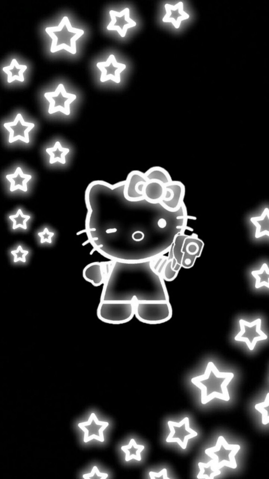 lightly hello kitty with black background