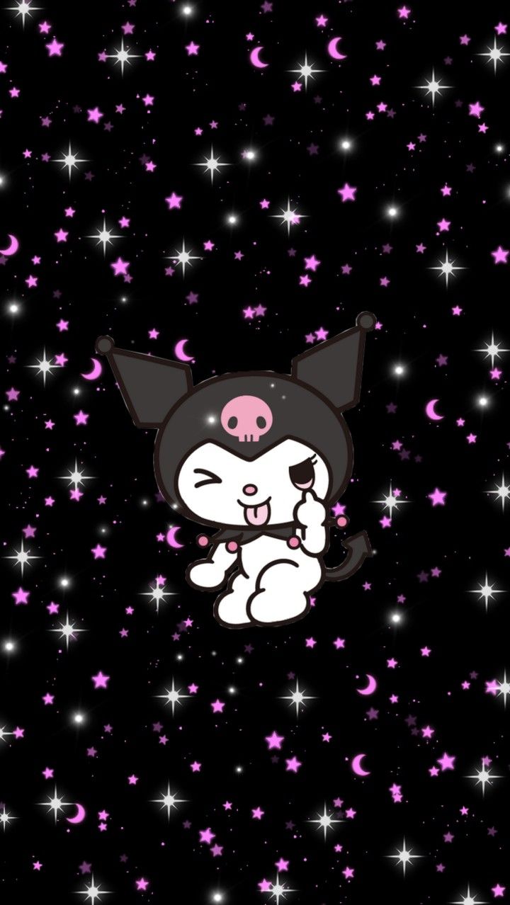 Kuromi pink and black wallpaper