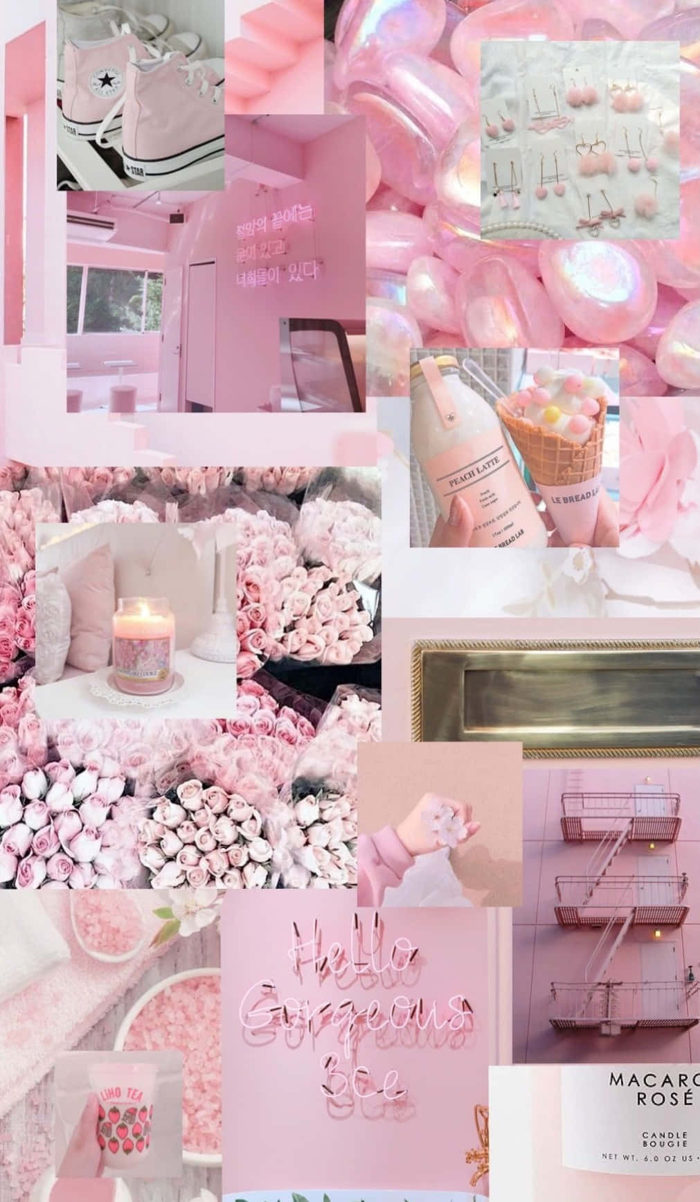 tranquil pastel pink collage Wallpaper