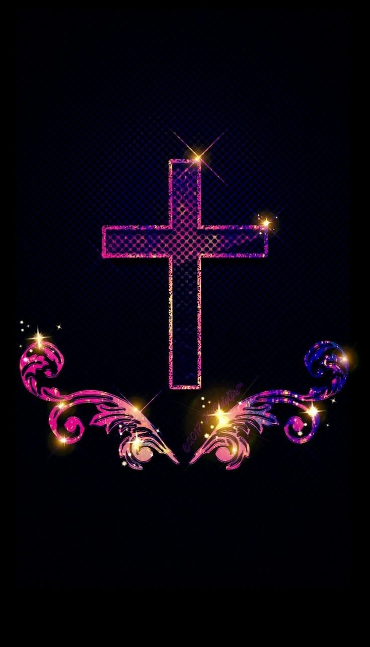 Purple sparkling cross Wallpaper