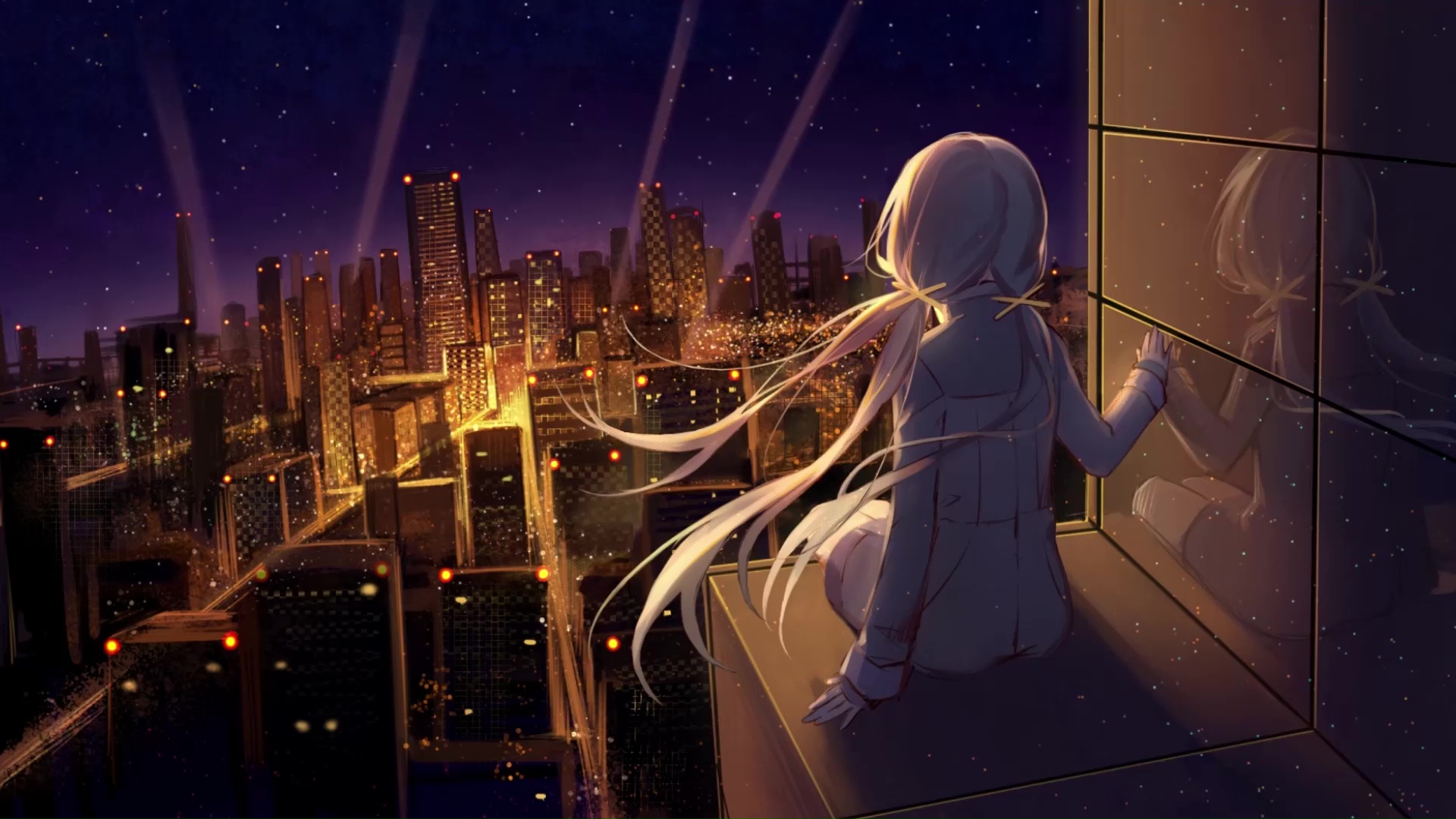 Anime Girl Looking At Stars Live