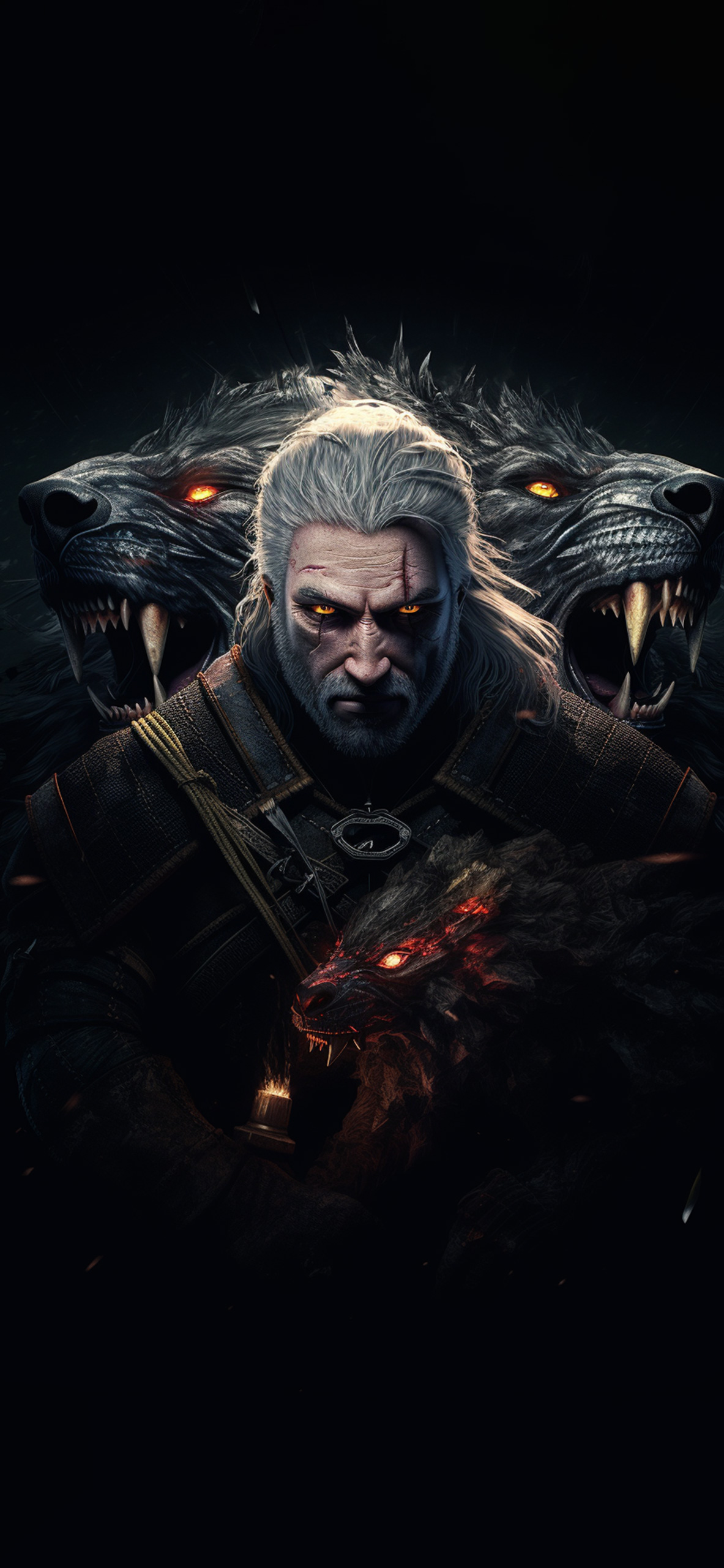 Witcher 3 Geralt & Wolves Black