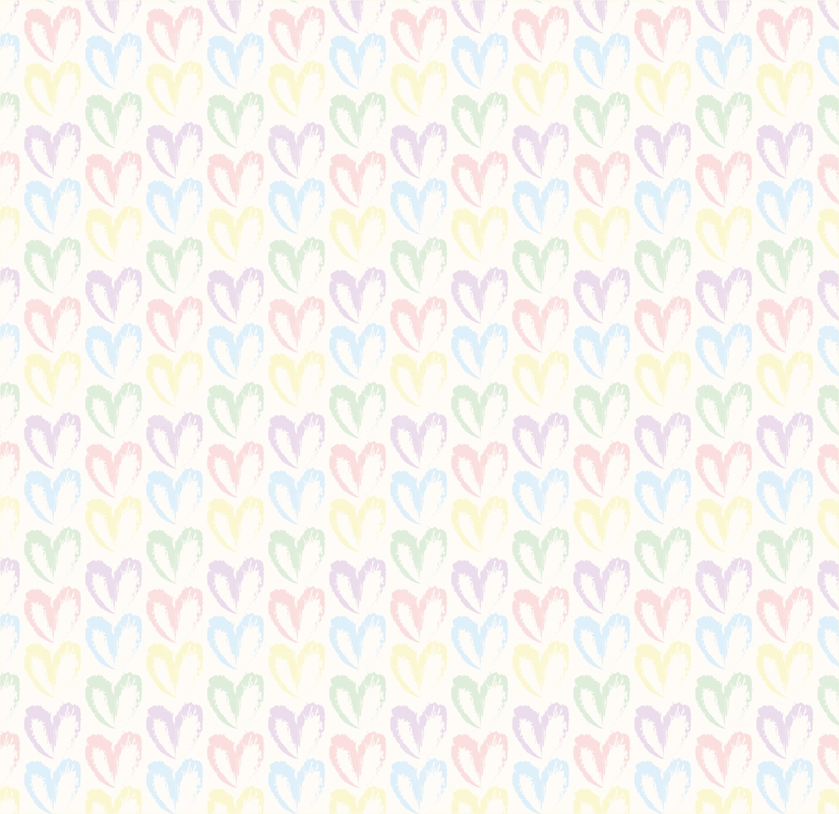 Seamless Pattern Of Hand Drawn Hearts In Pastel Rainbow Colors On Beige And Neutral Background Photo