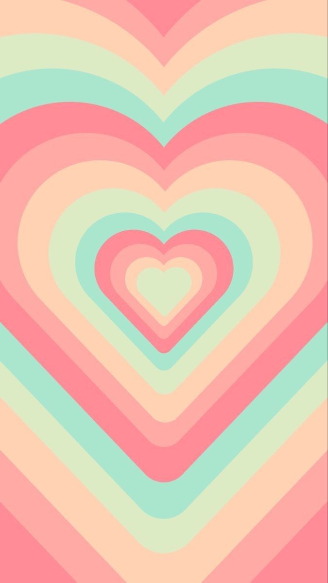 Pastel Rainbow layered hearts aesthetic