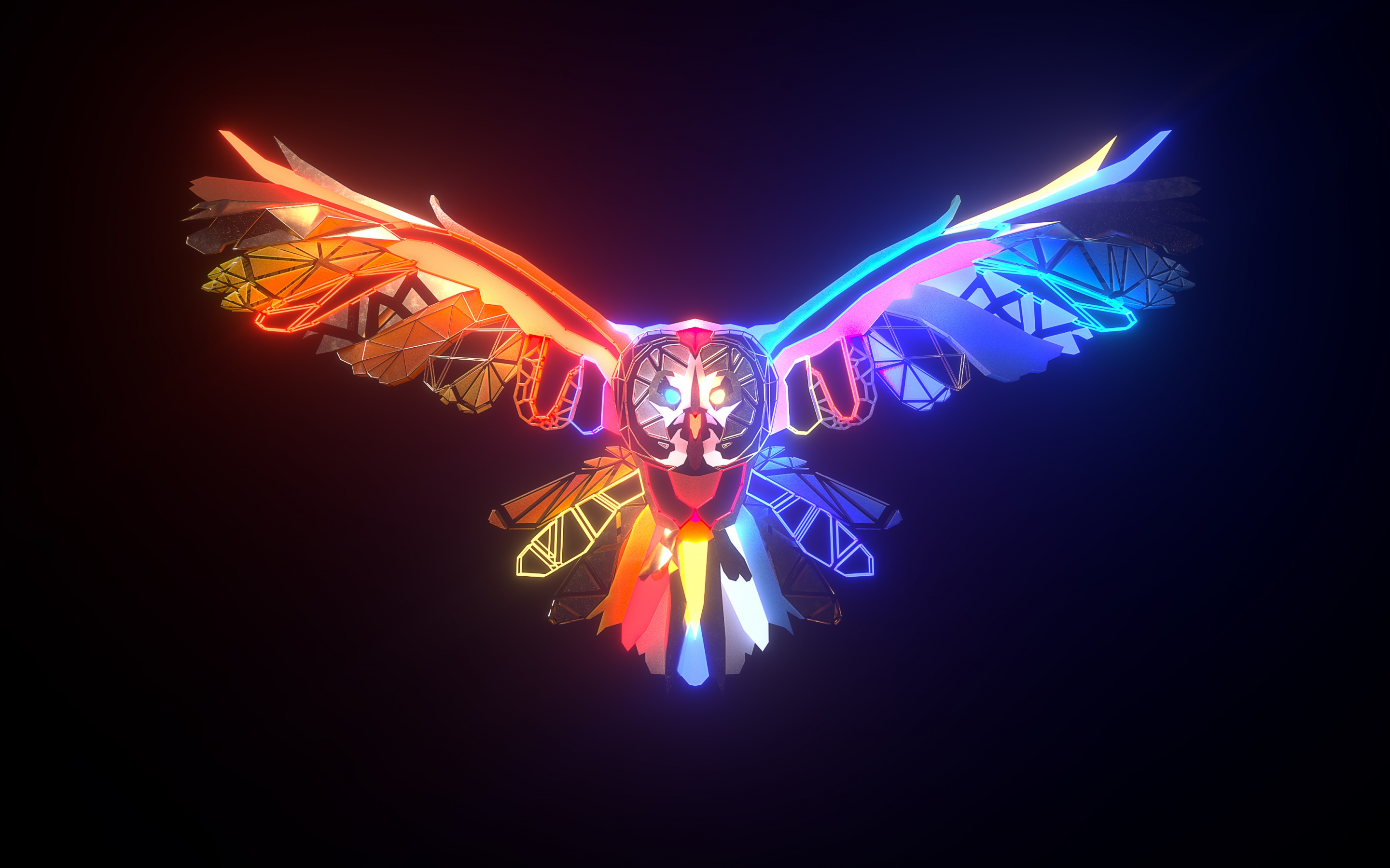 Colorful Owl Wallpaper 4K, Digital Art