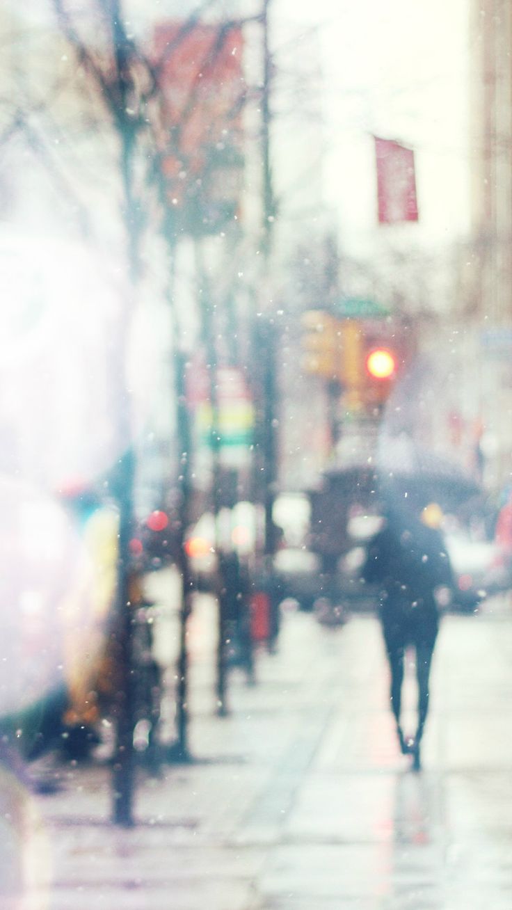 Snow Street Bokeh Flare Winter Walk City Day Nature iPhone 8 Wallpaper