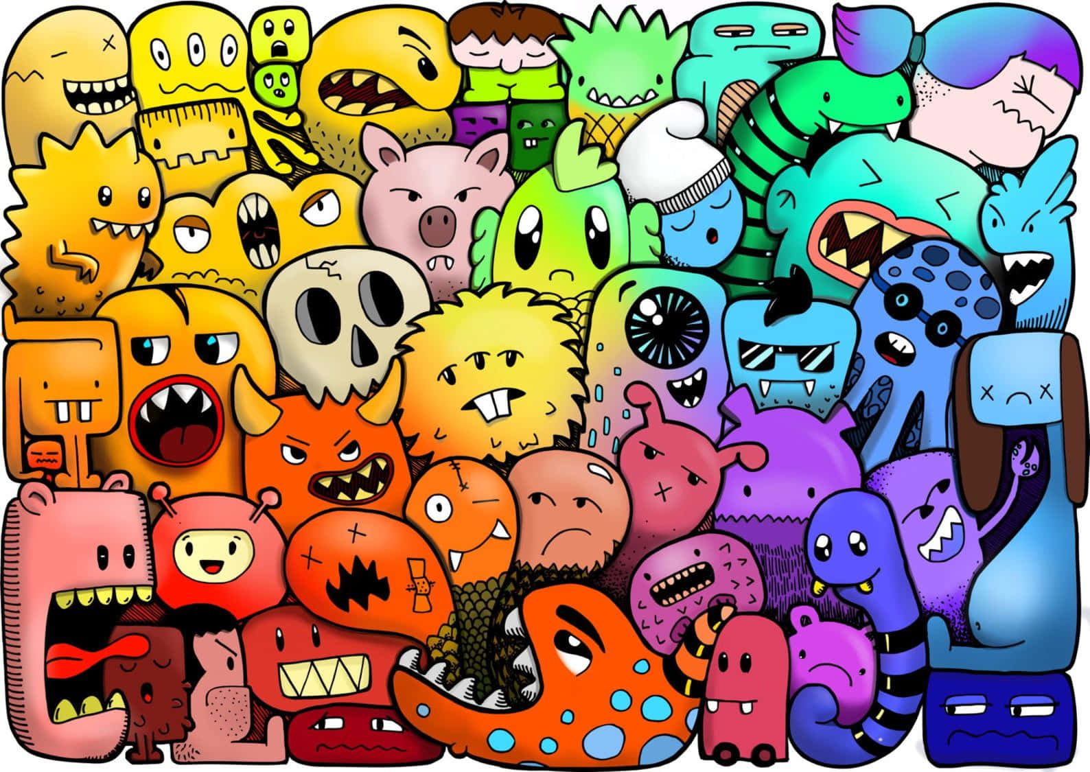Colored Cartoon Doodle Art Picture